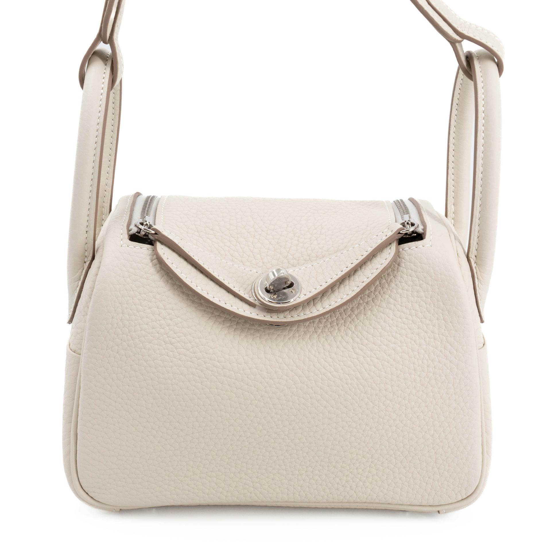 Brand New ( Rank N ) HERMÈS Mini Lindy II Craie (10) Clemence Palladium hardware G (2026) - 1