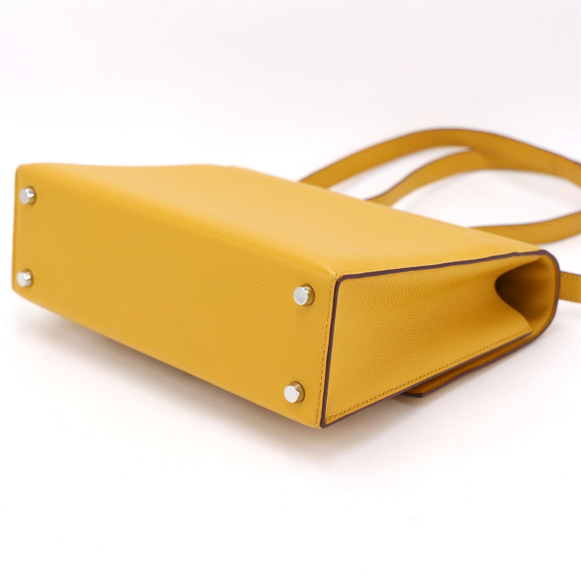 Very Good ( Rank A) HERMÈS Verrou 23 Jaune Ambre (9D) Epsom Palladium hardware C (2018) - 7
