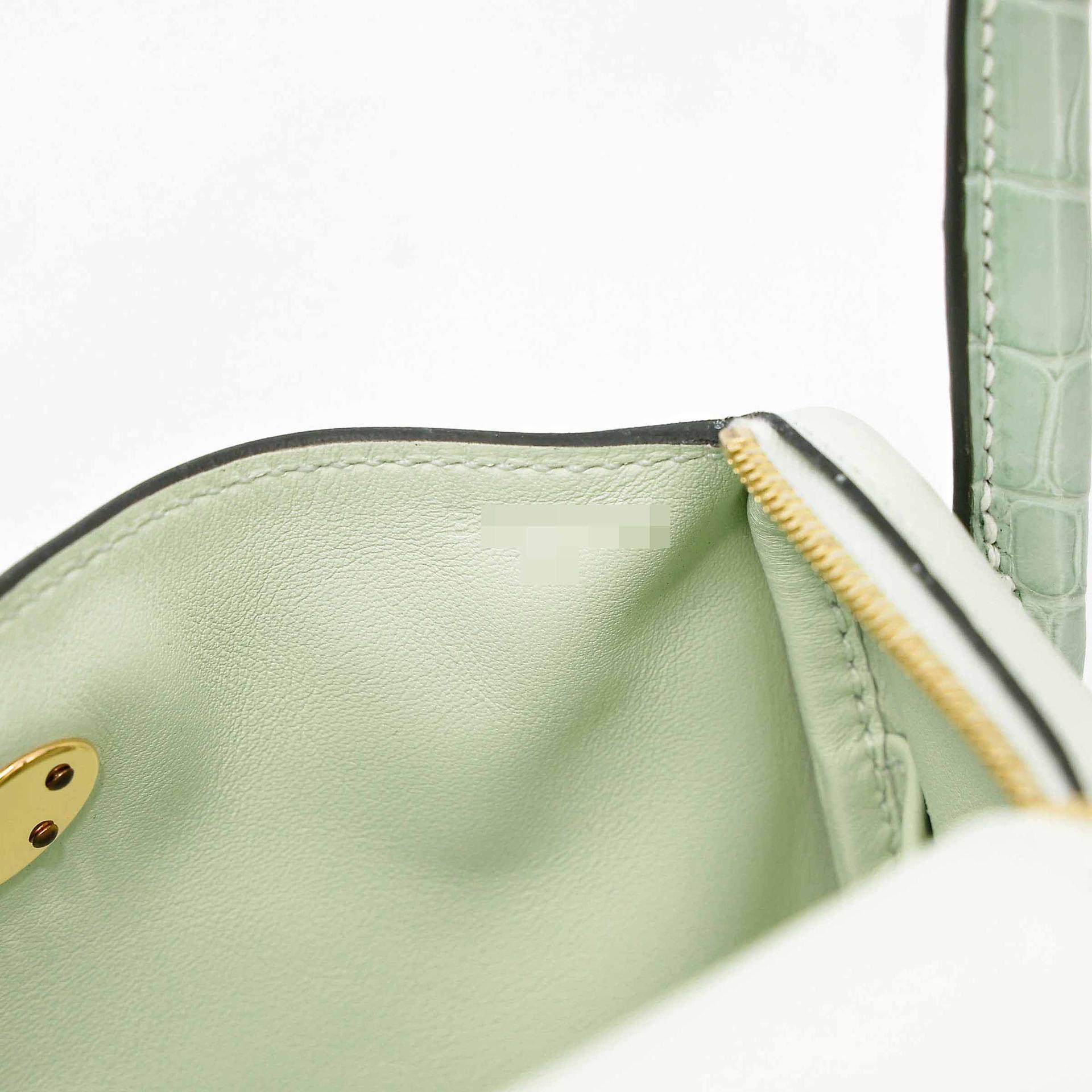Excellent ( Rank SA ) HERMÈS Mini Lindy Touch Vert Fizz (0S) Vert d’Eau (6U) Swift Matte Alligator Gold hardware B (2023) - 17