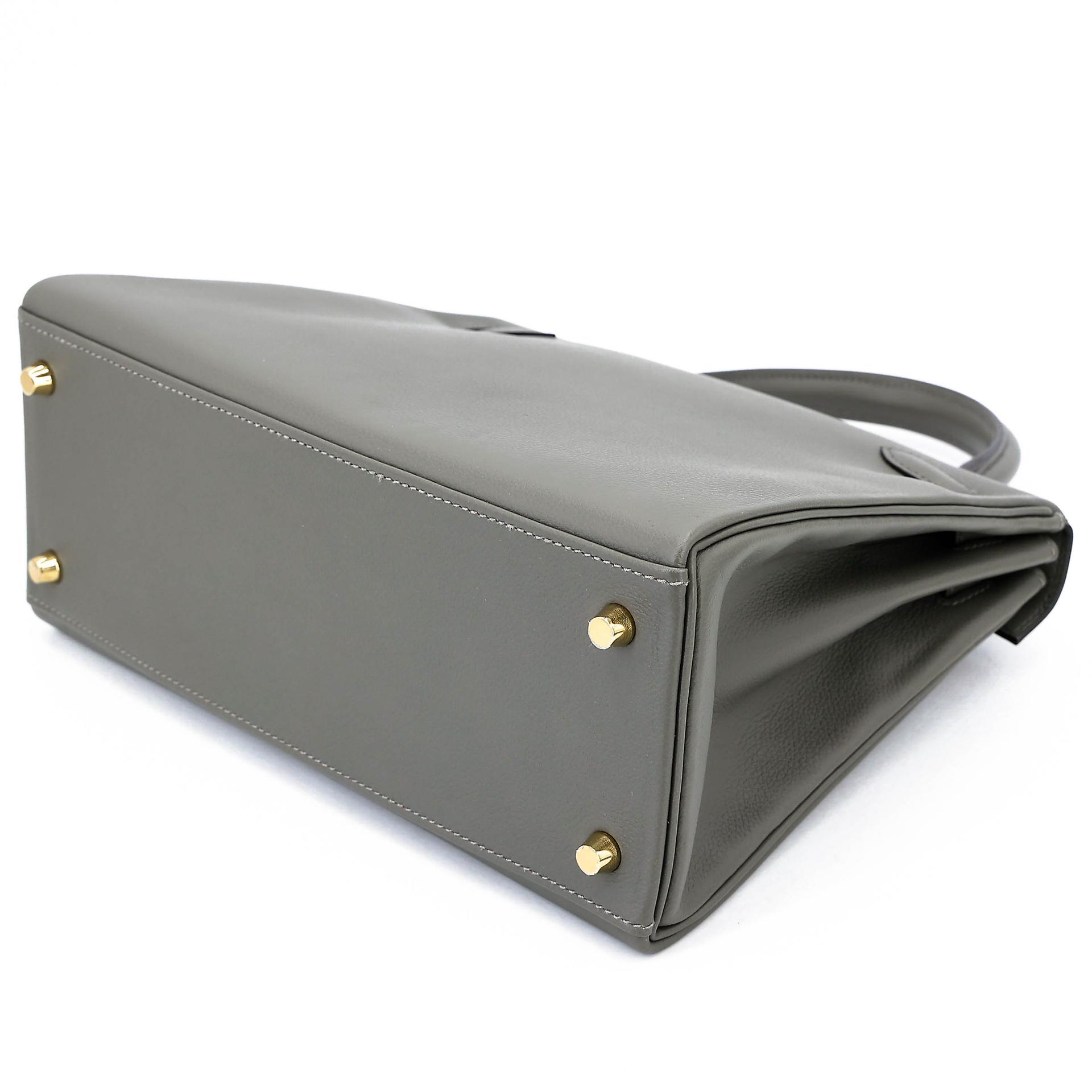 Unused ( Rank NS ) HERMÈS Kelly 28 Gris Meyer (0L) Evercalf Gold hardware U (2022) - 6