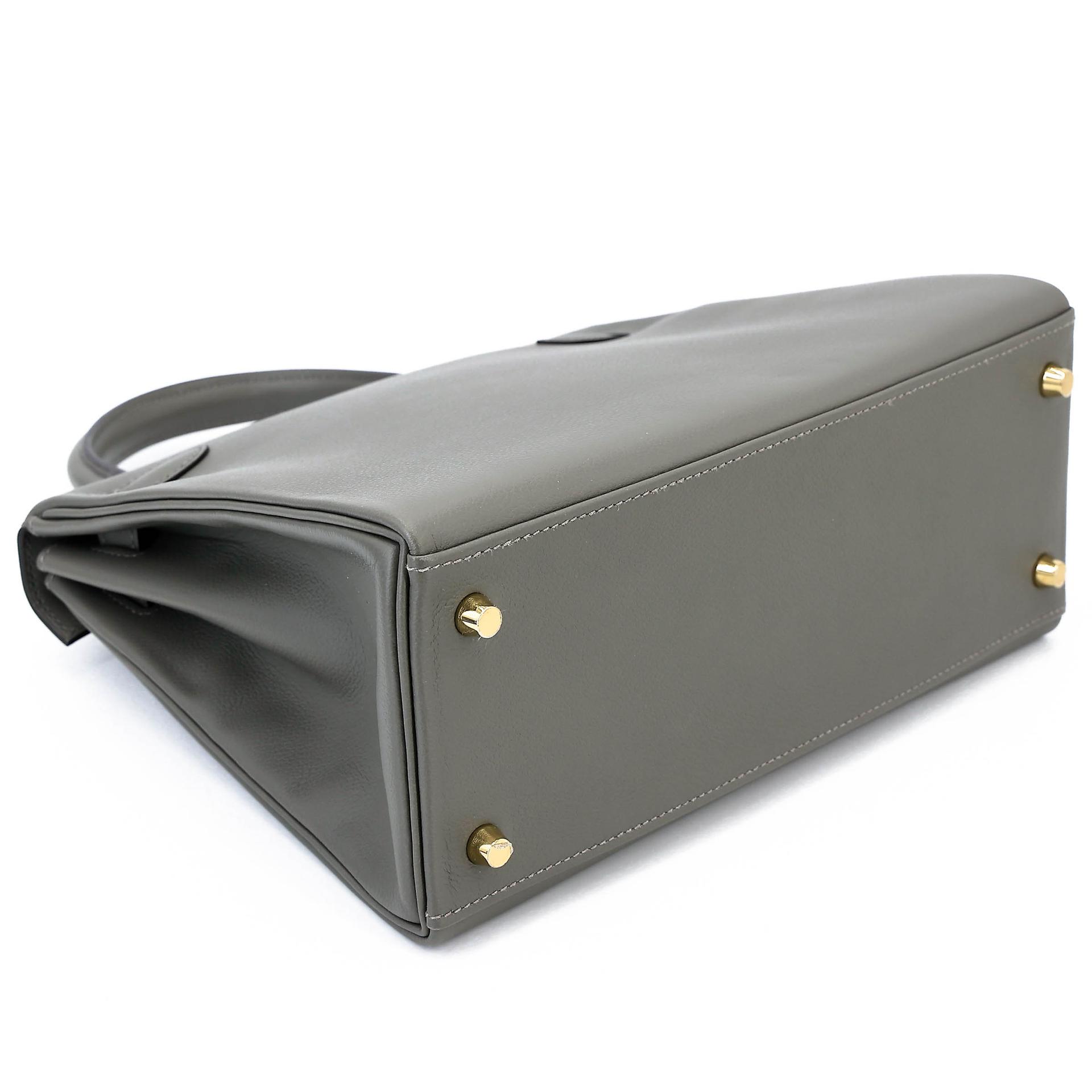 Unused ( Rank NS ) HERMÈS Kelly 28 Gris Meyer (0L) Evercalf Gold hardware U (2022) - 7