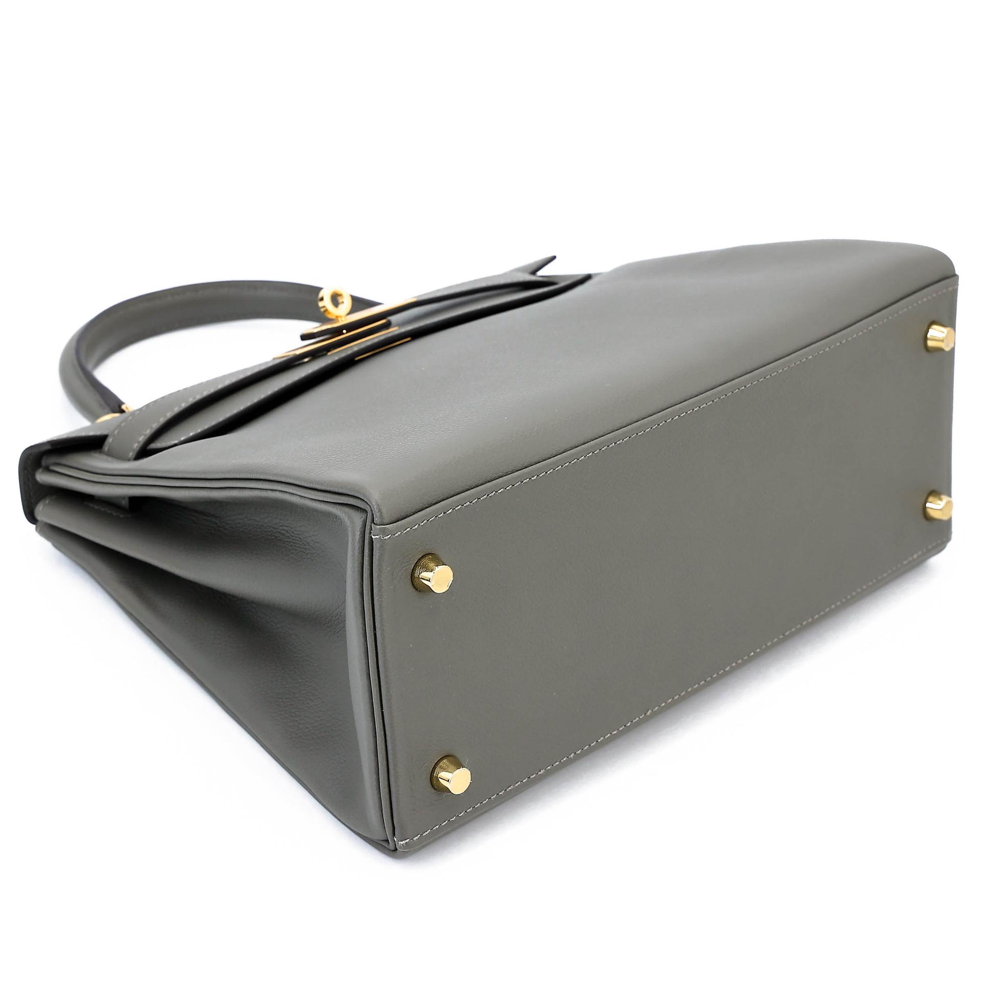Unused ( Rank NS ) HERMÈS Kelly 28 Gris Meyer (0L) Evercalf Gold hardware U (2022) - 5