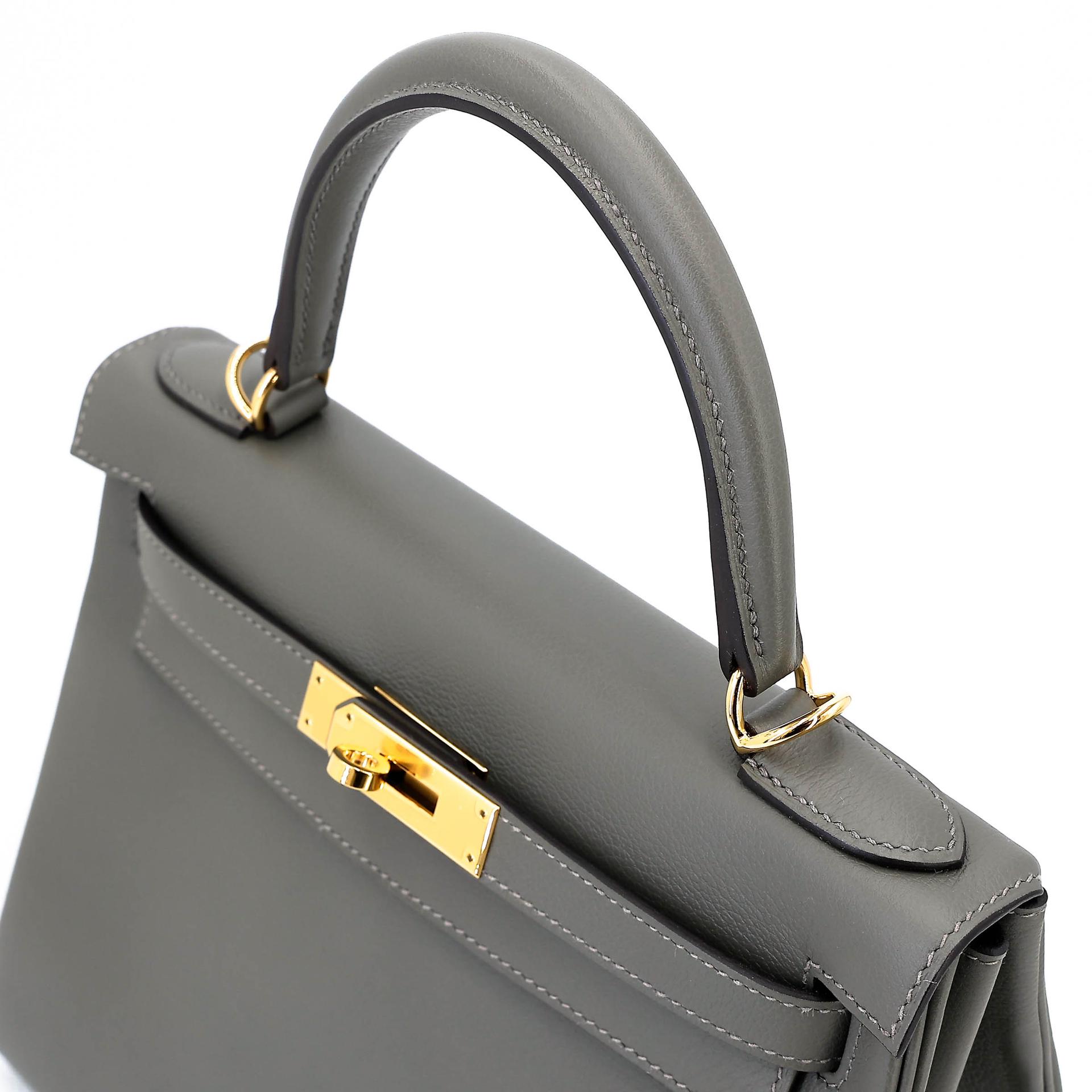 Unused ( Rank NS ) HERMÈS Kelly 28 Gris Meyer (0L) Evercalf Gold hardware U (2022) - 3