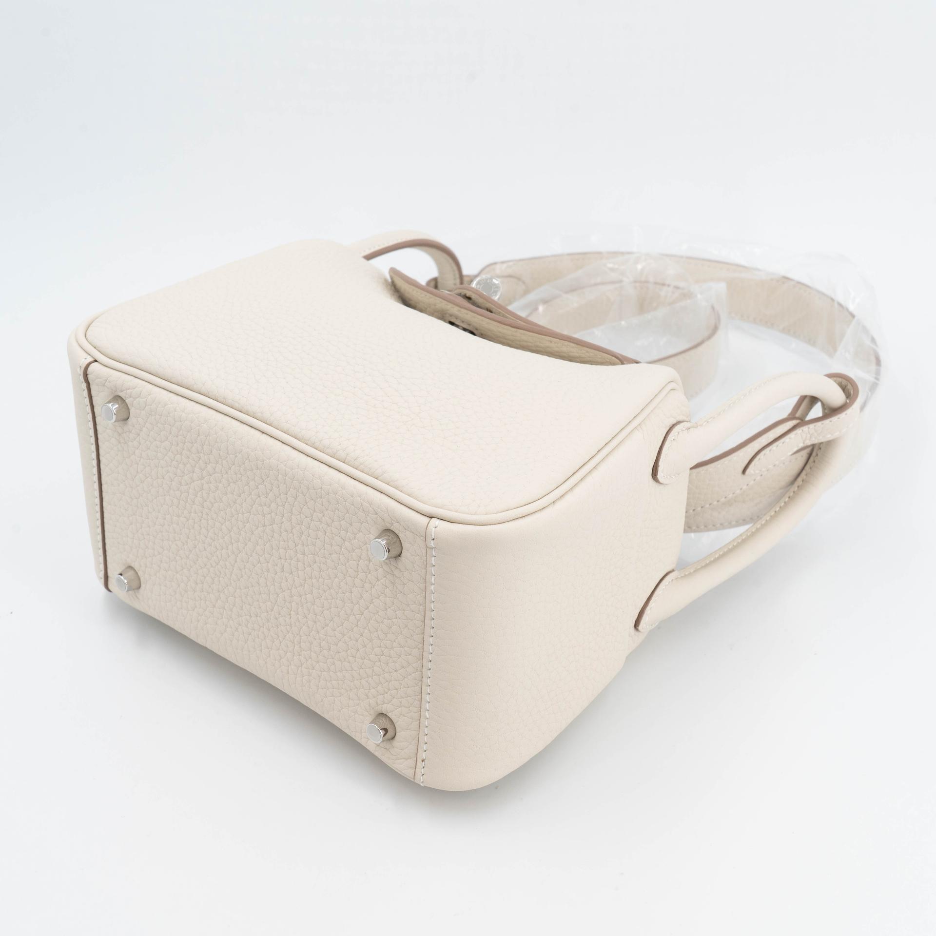 Brand New ( Rank N ) HERMÈS Mini Lindy II Craie (10) Clemence Palladium hardware G (2026) - 5