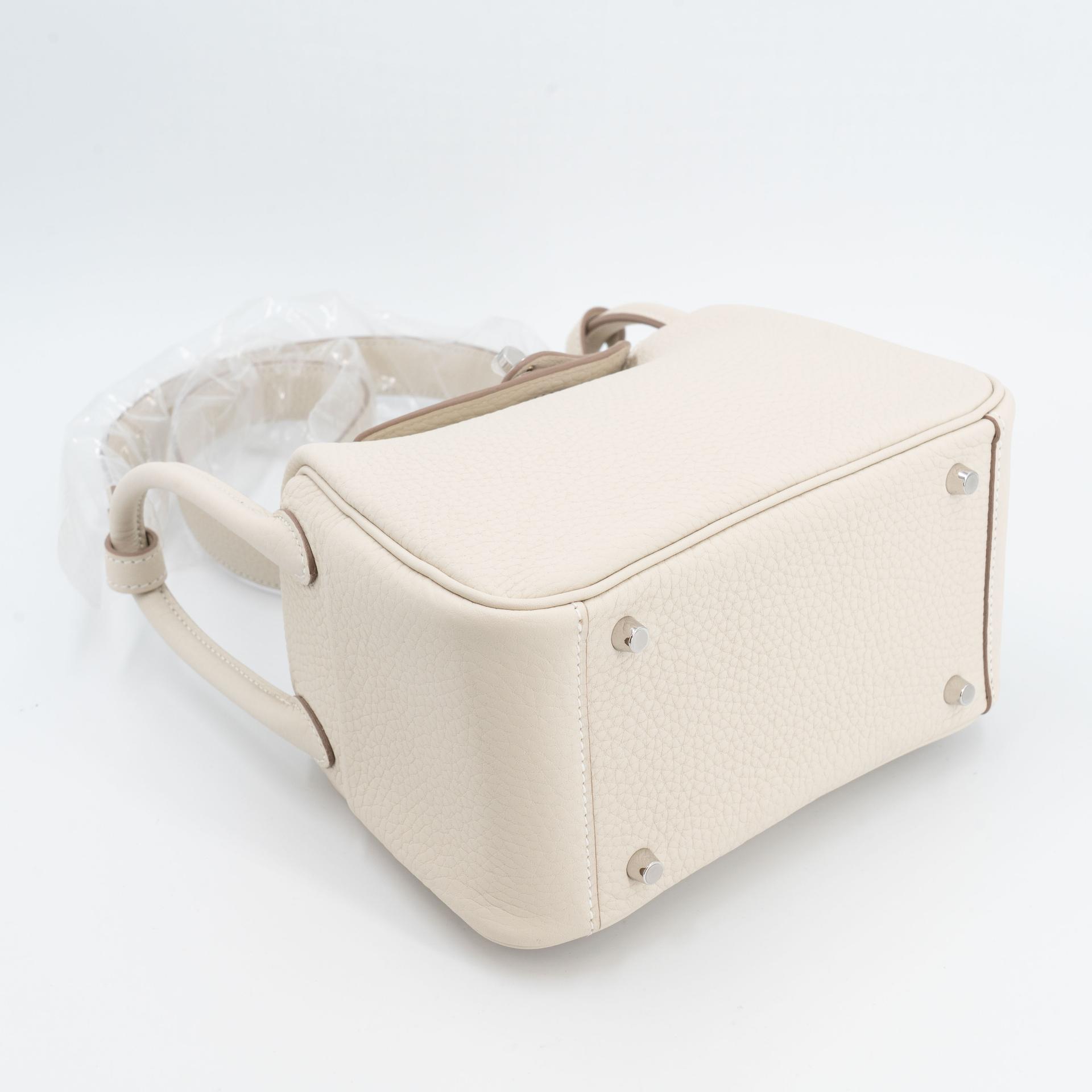 Brand New ( Rank N ) HERMÈS Mini Lindy II Craie (10) Clemence Palladium hardware G (2026) - 4