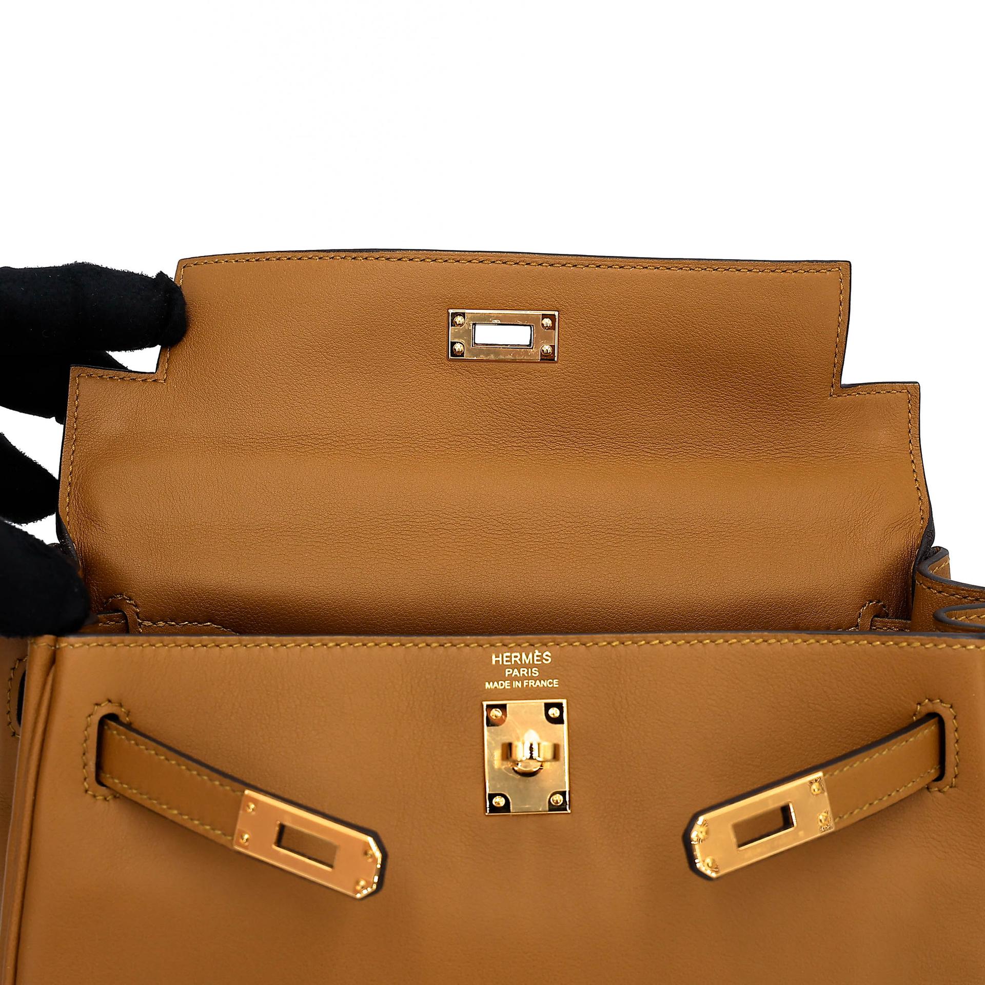 Excellent ( Rank SA ) HERMÈS Kelly 25 Kraft (2H) Swift Gold hardware D (2019) - 15