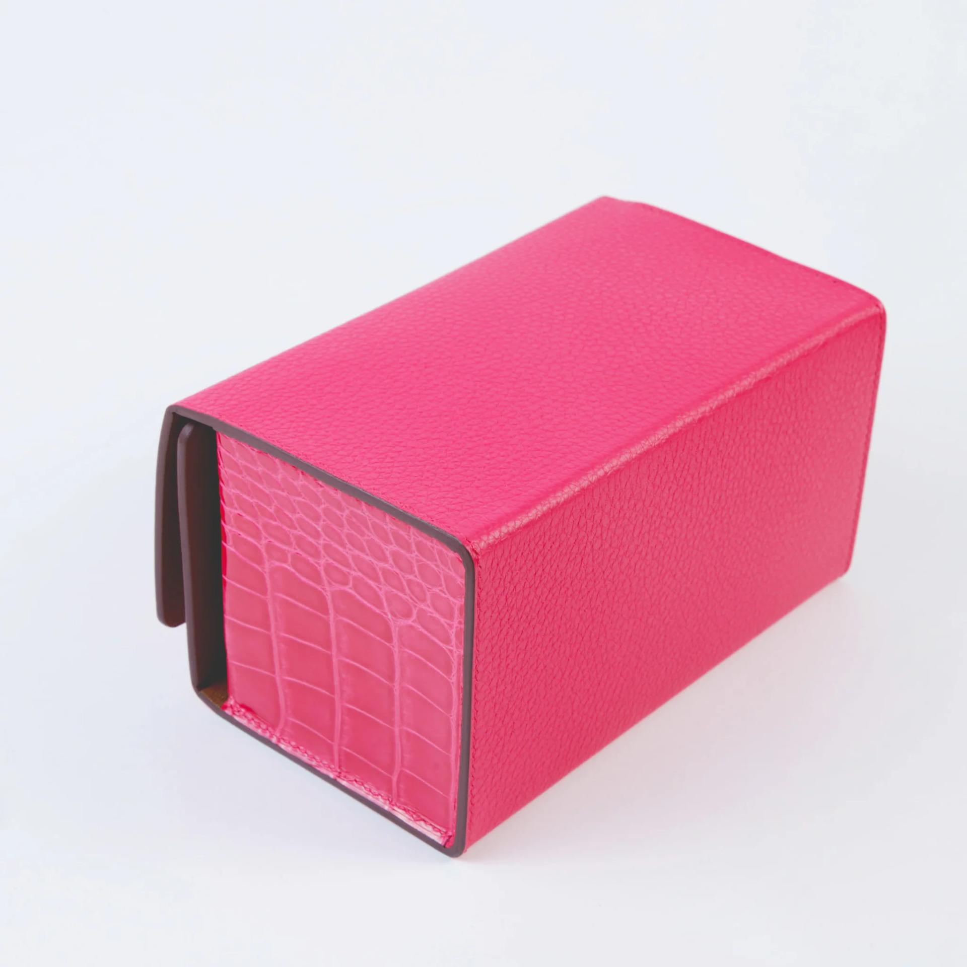 Unused ( Rank NS ) HERMÈS Boxbag Petit h Minaudiere Rose Extreme (I6) Chai (0M) Clemence Shiny Alligator Palladium hardware - 6