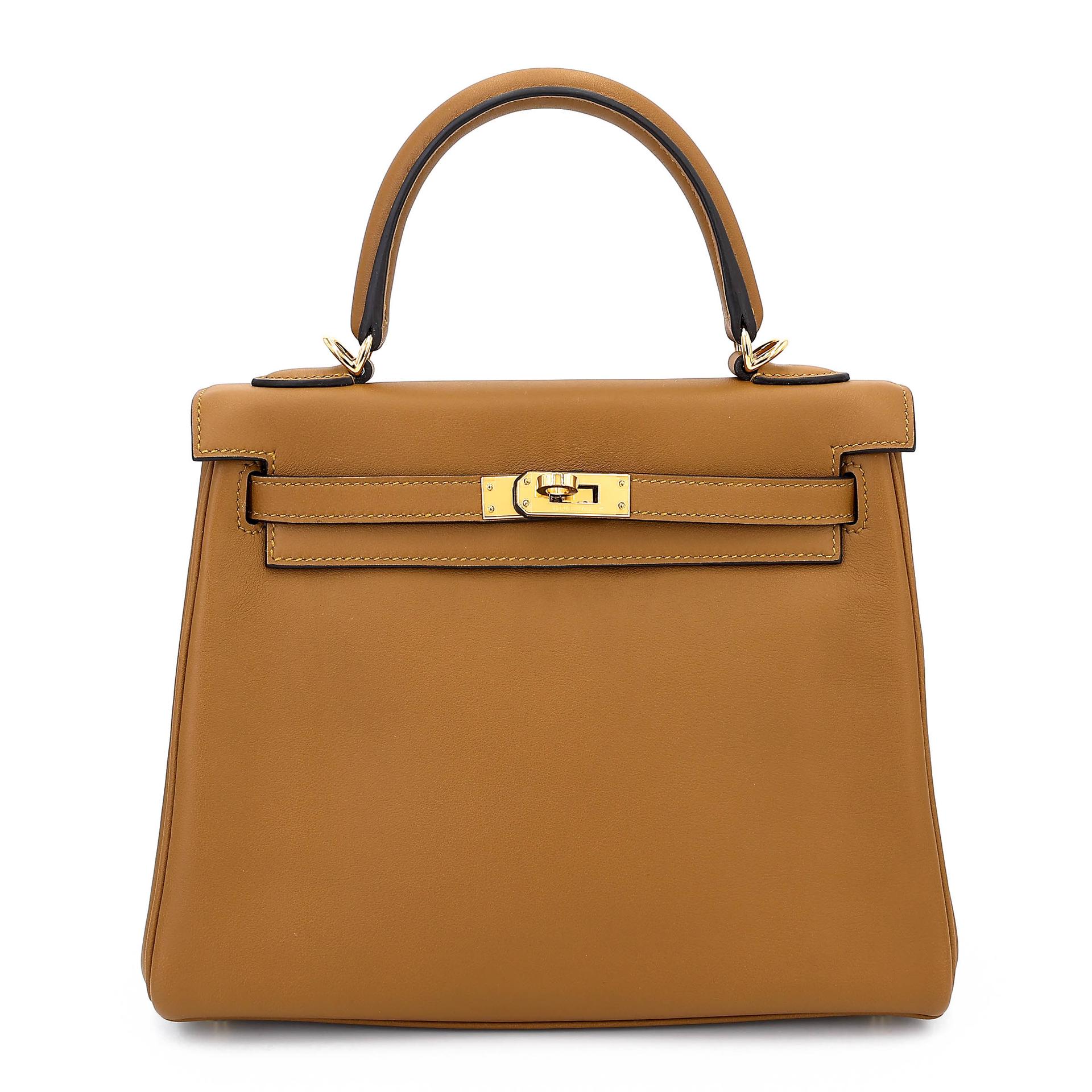 Excellent ( Rank SA ) HERMÈS Kelly 25 Kraft (2H) Swift Gold hardware D (2019) - 1
