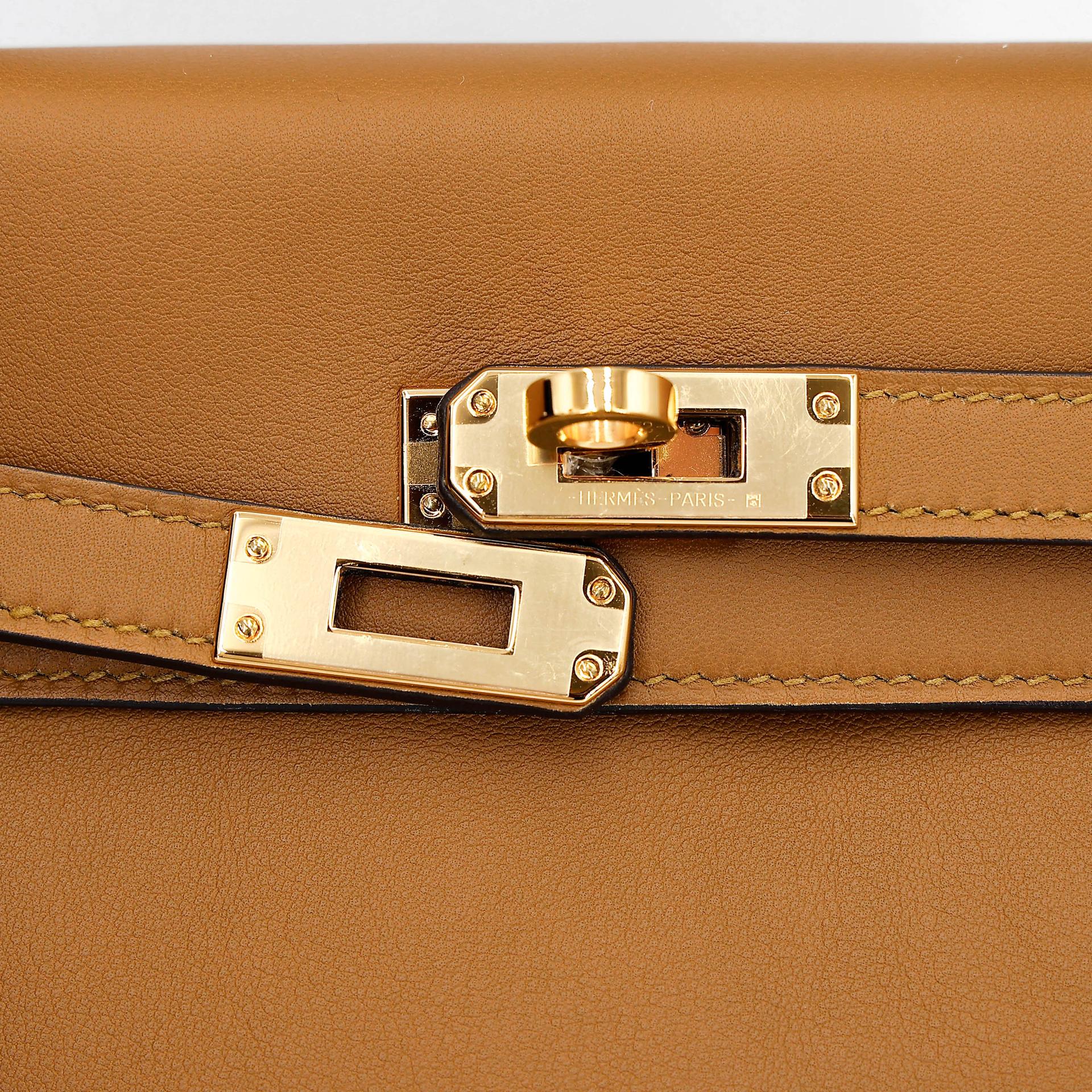 Excellent ( Rank SA ) HERMÈS Kelly 25 Kraft (2H) Swift Gold hardware D (2019) - 11