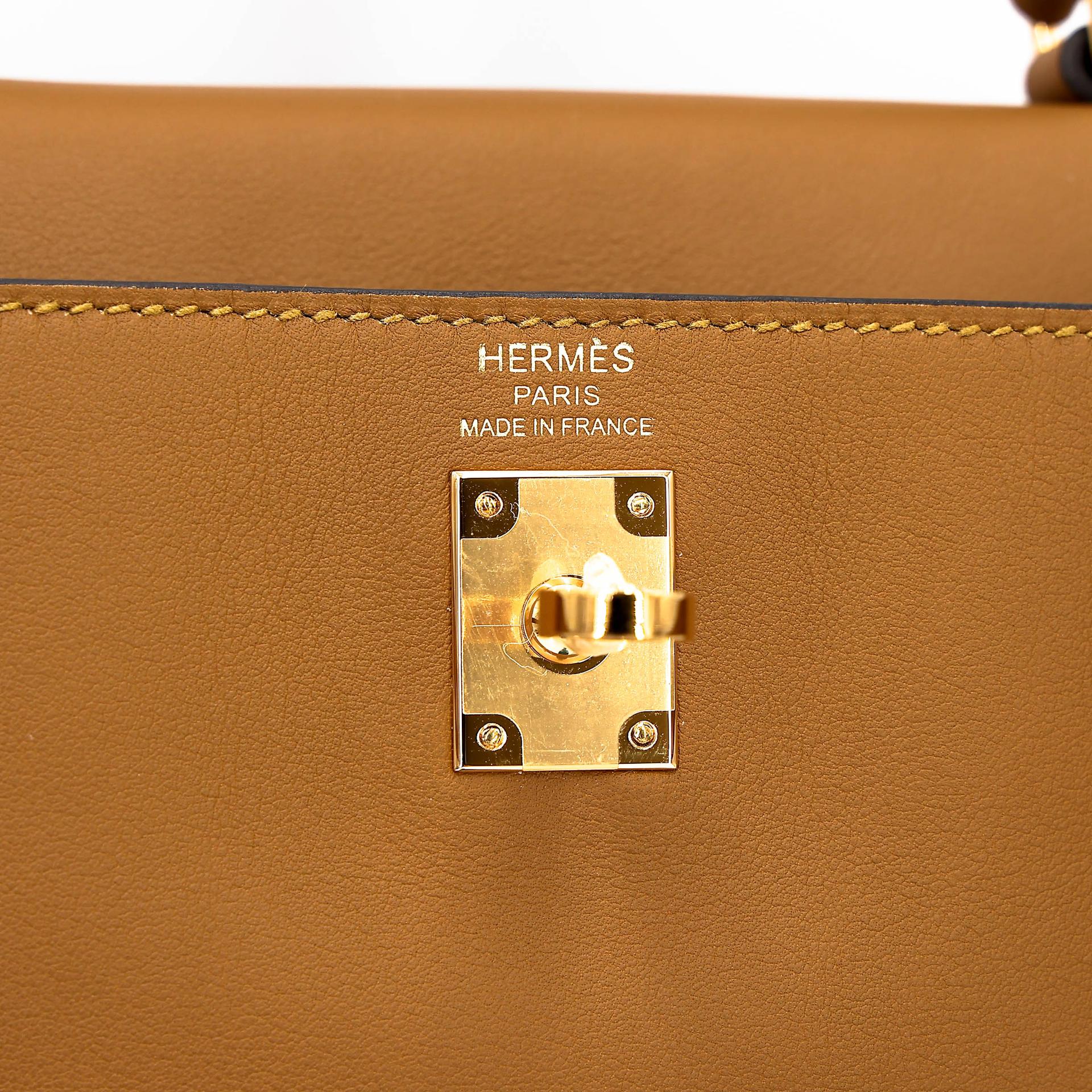 Excellent ( Rank SA ) HERMÈS Kelly 25 Kraft (2H) Swift Gold hardware D (2019) - 16