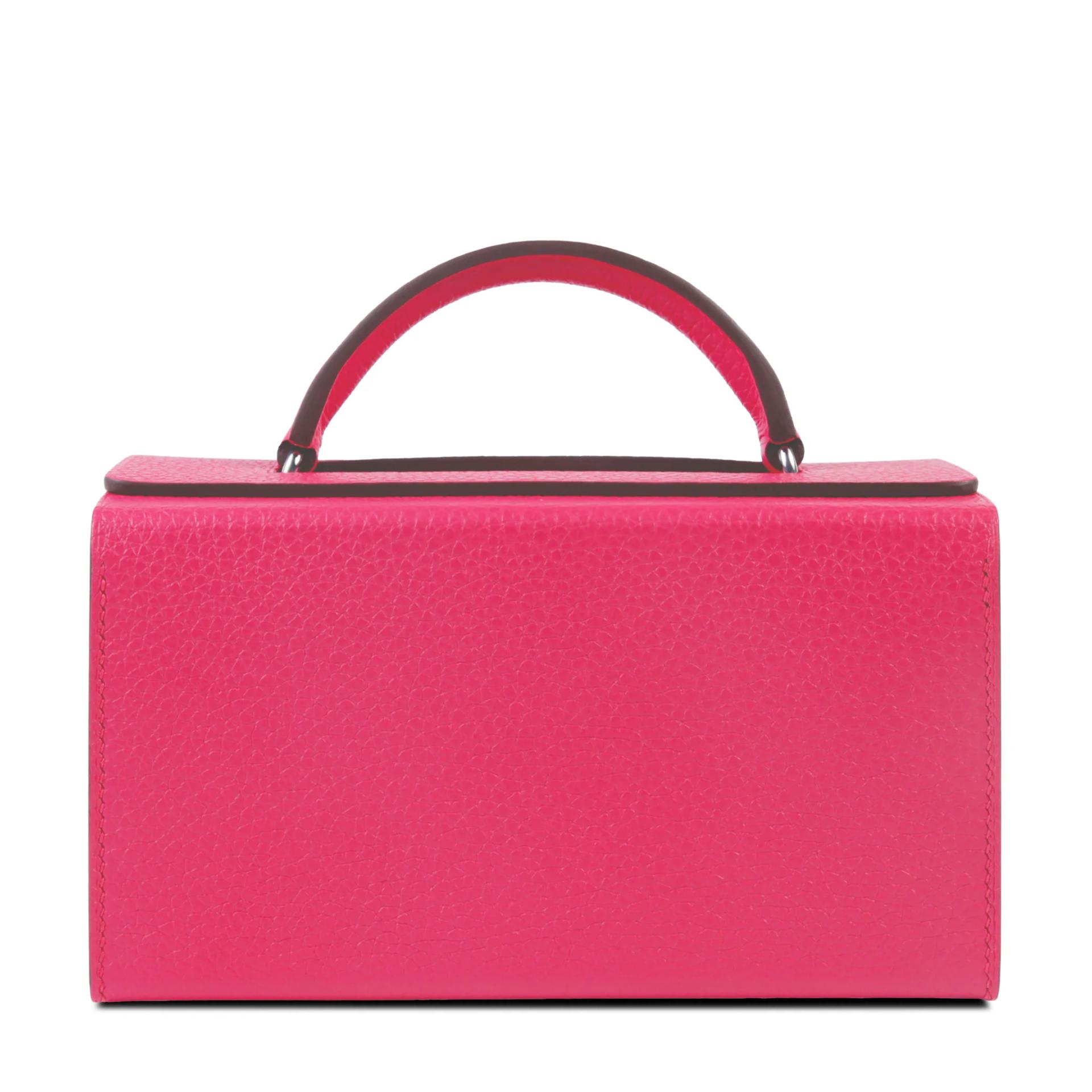 Unused ( Rank NS ) HERMÈS Boxbag Petit h Minaudiere Rose Extreme (I6) Chai (0M) Clemence Shiny Alligator Palladium hardware - 1