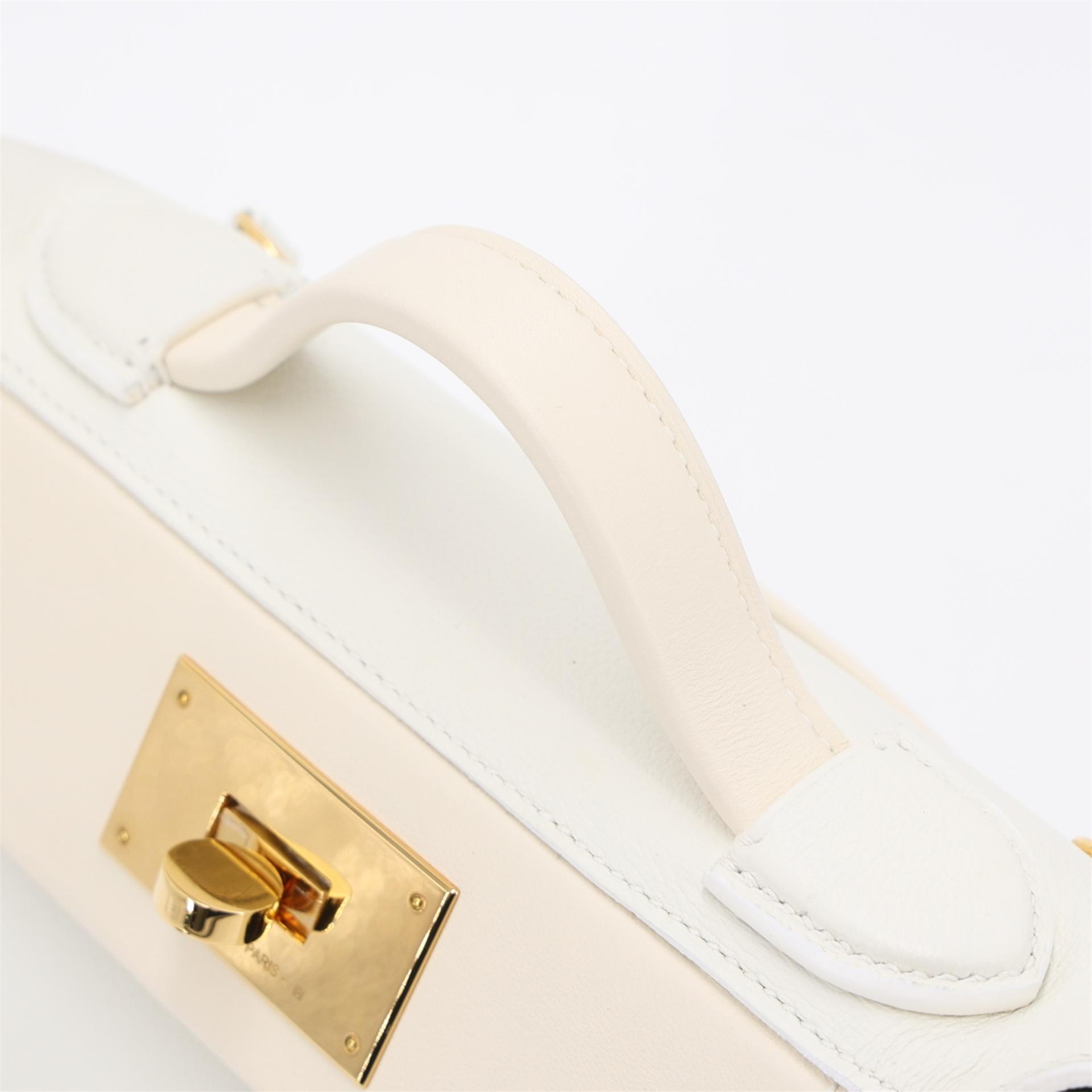Excellent ( Rank SA ) HERMÈS 24/24 - 21 mini White (01) Nata (I2) Swift Evercolor Gold hardware U (2022) - 3