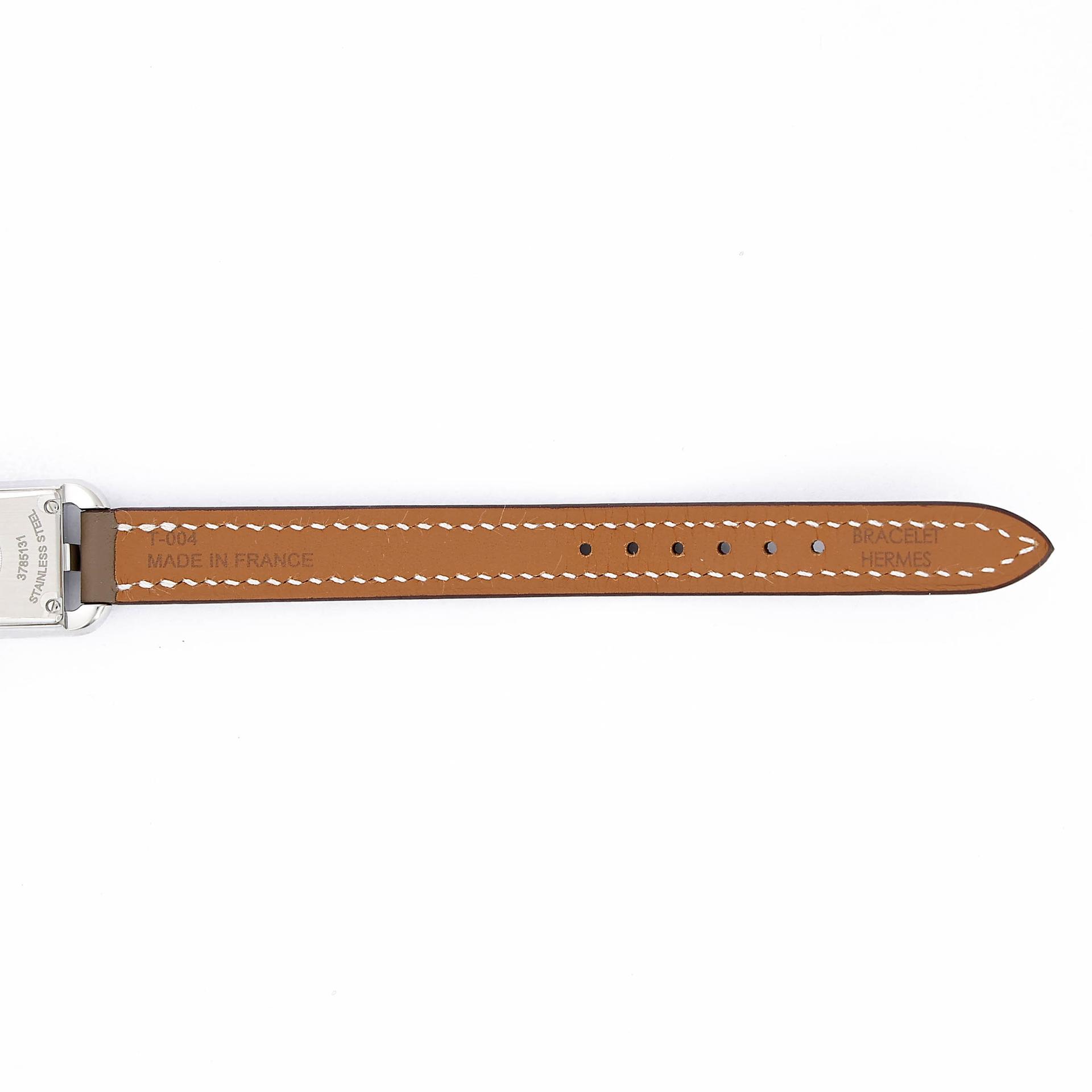 Brand New ( Rank N ) HERMÈS Nantucket watch, PM, 29 mm Etoupe (18) Stainless steel Swift Palladium hardware - 8
