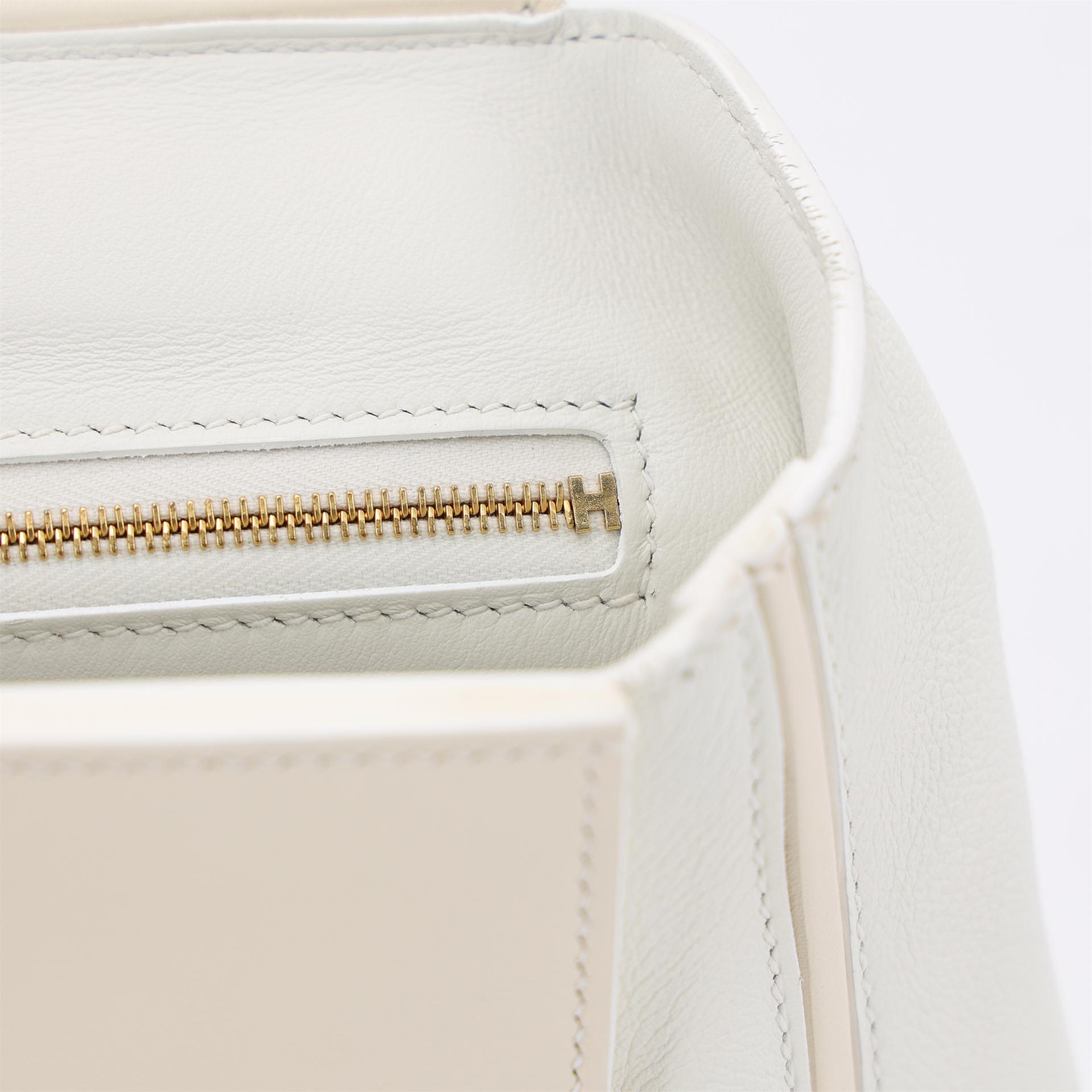 Excellent ( Rank SA ) HERMÈS 24/24 - 21 mini White (01) Nata (I2) Swift Evercolor Gold hardware U (2022) - 17