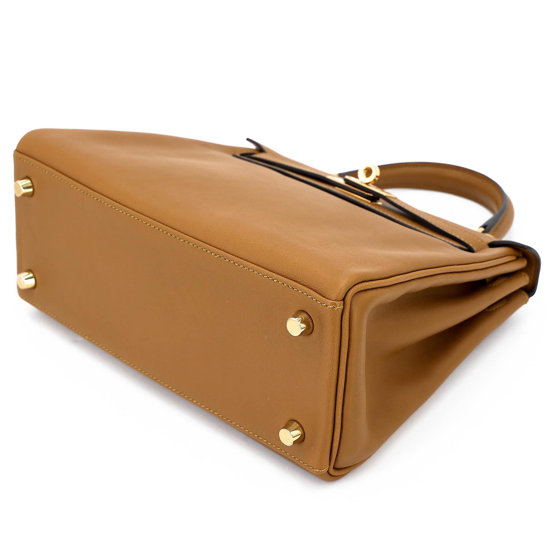 Excellent ( Rank SA ) HERMÈS Kelly 25 Kraft (2H) Swift Gold hardware D (2019) - 4