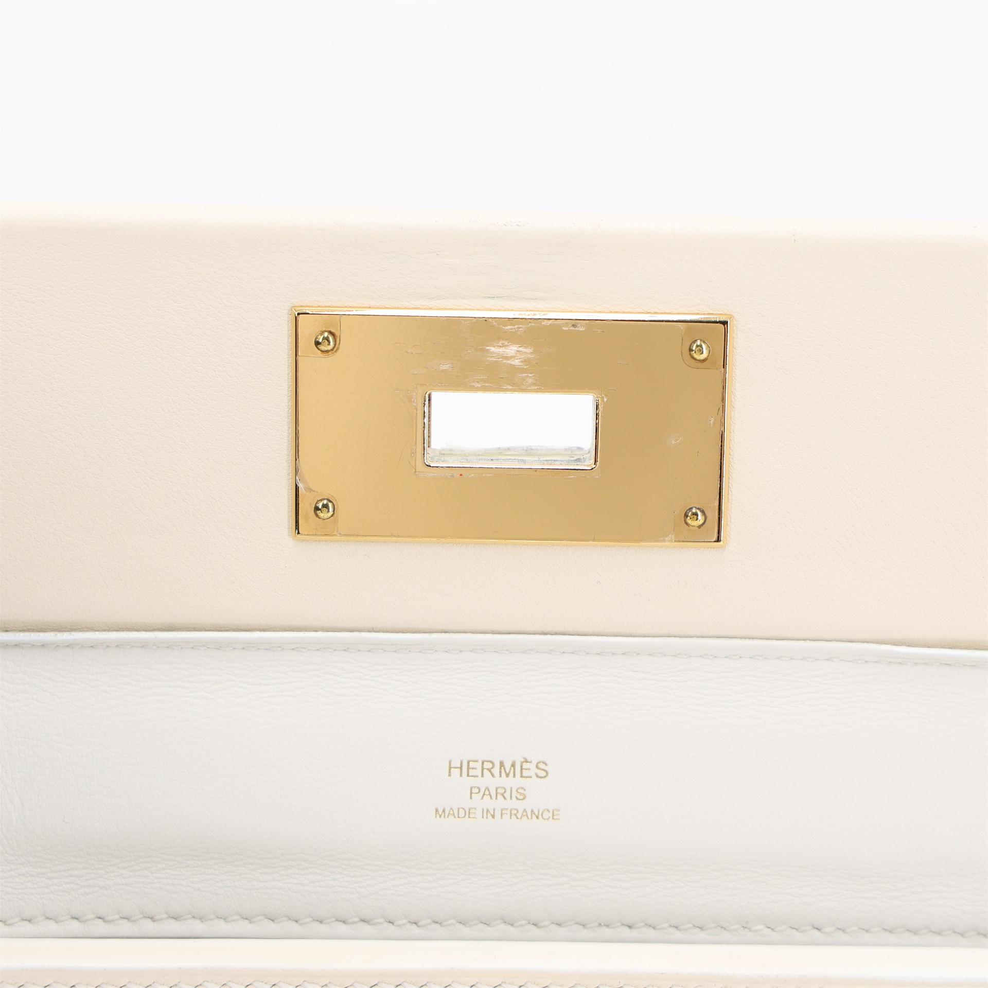 Excellent ( Rank SA ) HERMÈS 24/24 - 21 mini White (01) Nata (I2) Swift Evercolor Gold hardware U (2022) - 10