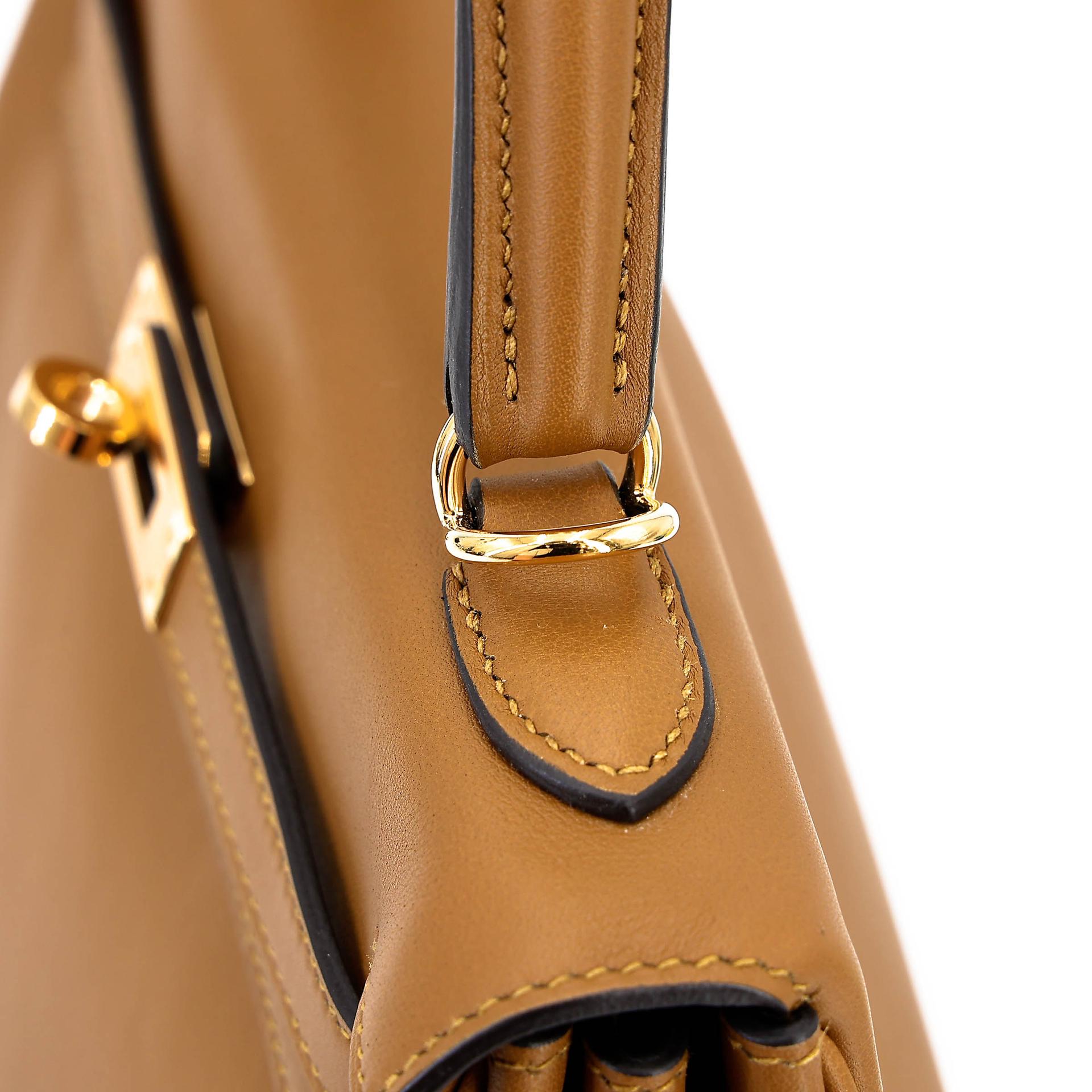 Excellent ( Rank SA ) HERMÈS Kelly 25 Kraft (2H) Swift Gold hardware D (2019) - 9