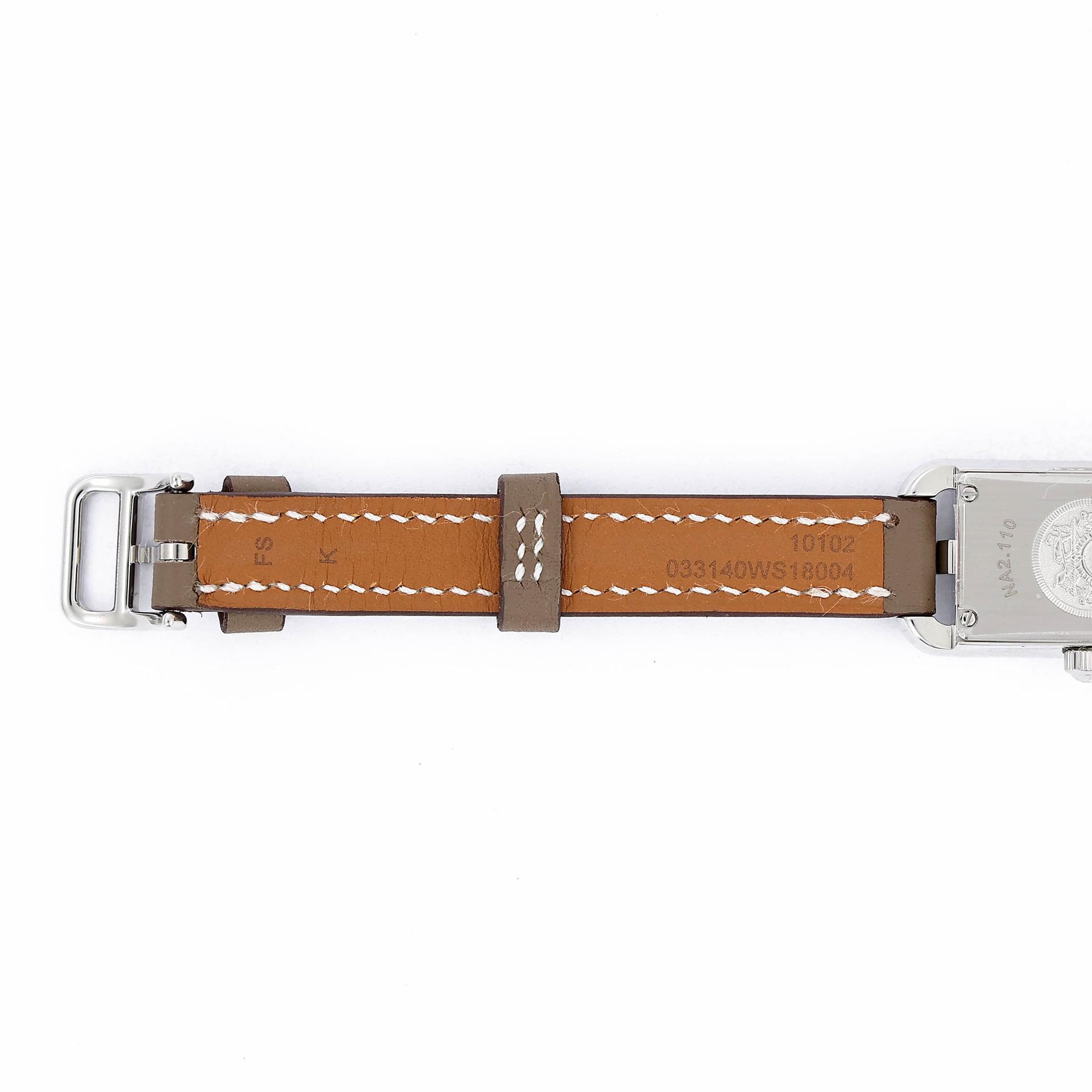 Brand New ( Rank N ) HERMÈS Nantucket watch, PM, 29 mm Etoupe (18) Stainless steel Swift Palladium hardware - 9