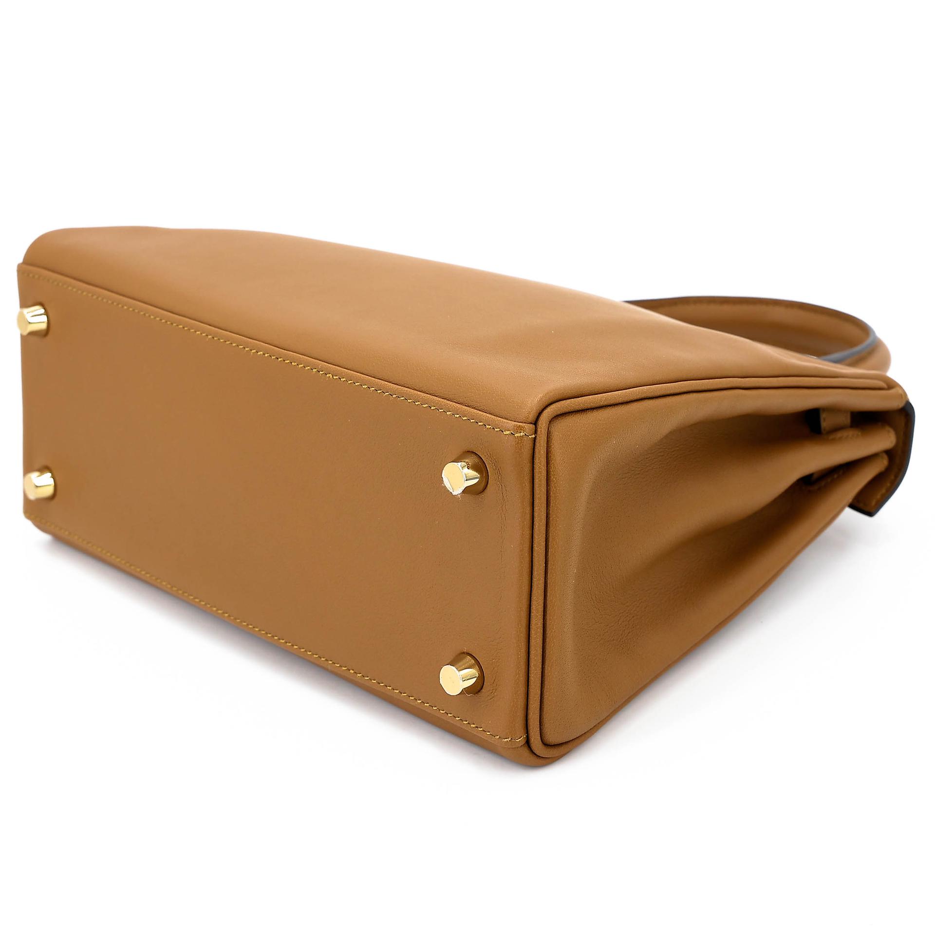 Excellent ( Rank SA ) HERMÈS Kelly 25 Kraft (2H) Swift Gold hardware D (2019) - 6