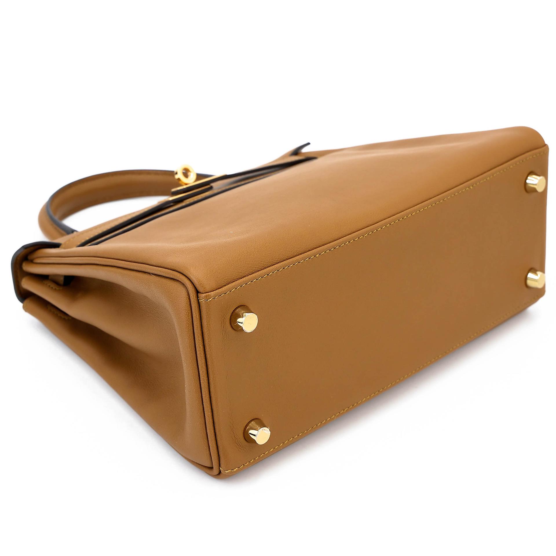 Excellent ( Rank SA ) HERMÈS Kelly 25 Kraft (2H) Swift Gold hardware D (2019) - 5