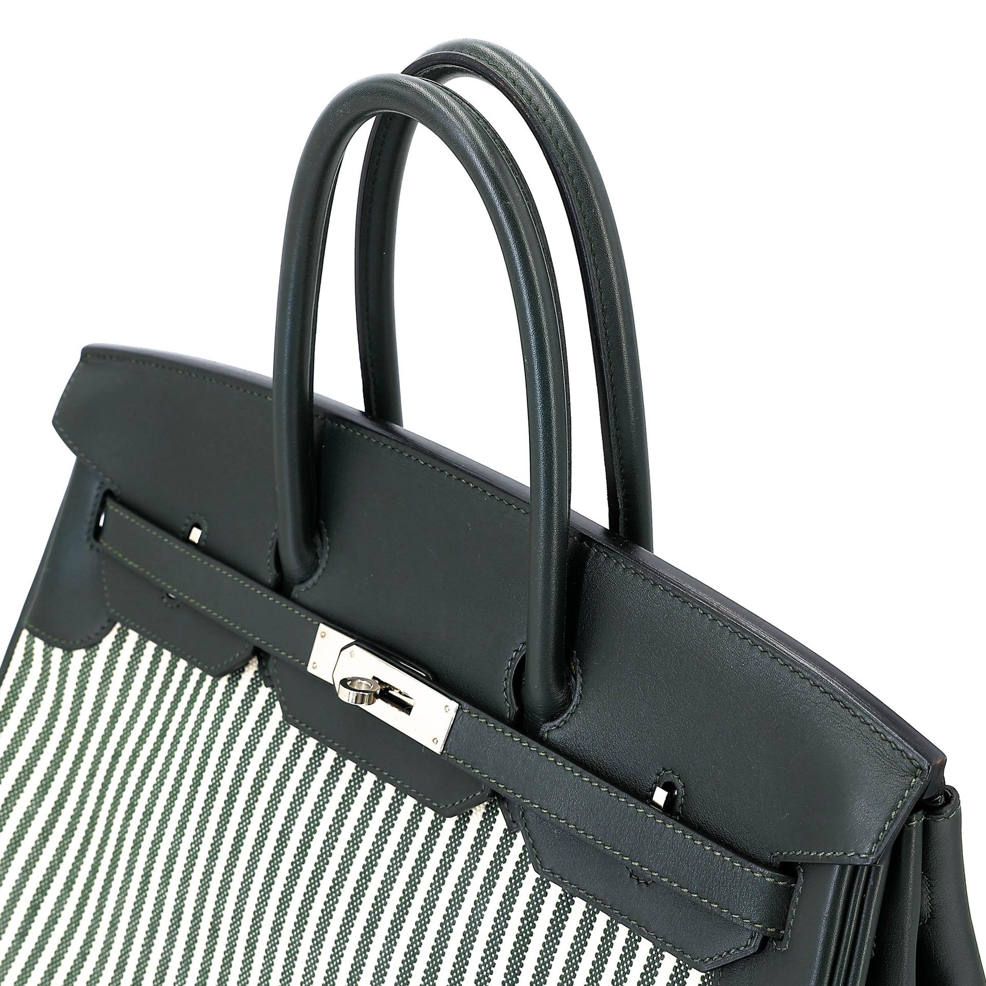 A美品 HERMÈS 愛馬仕 Birkin 35 2Q 英國綠 Vert Anglais Swift牛皮 帆布 銀扣 X刻 2016年 - 3