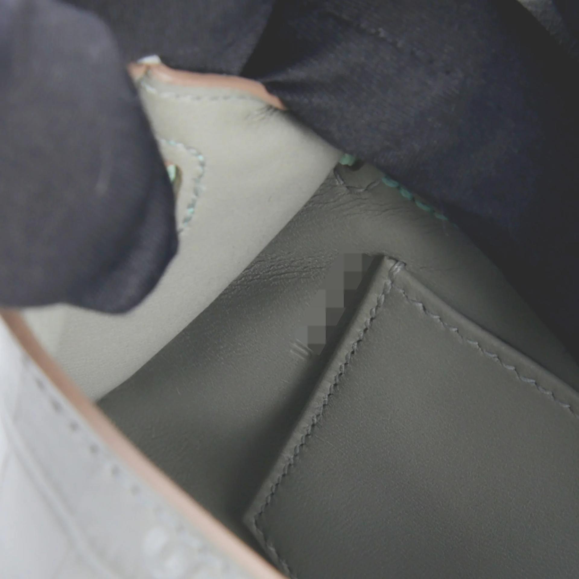 Unused ( Rank NS ) HERMÈS Special Order Mini Kelly II Gris Perle (80) Vert d’Eau (6U) Matte Alligator Palladium hardware U (2022) - 13