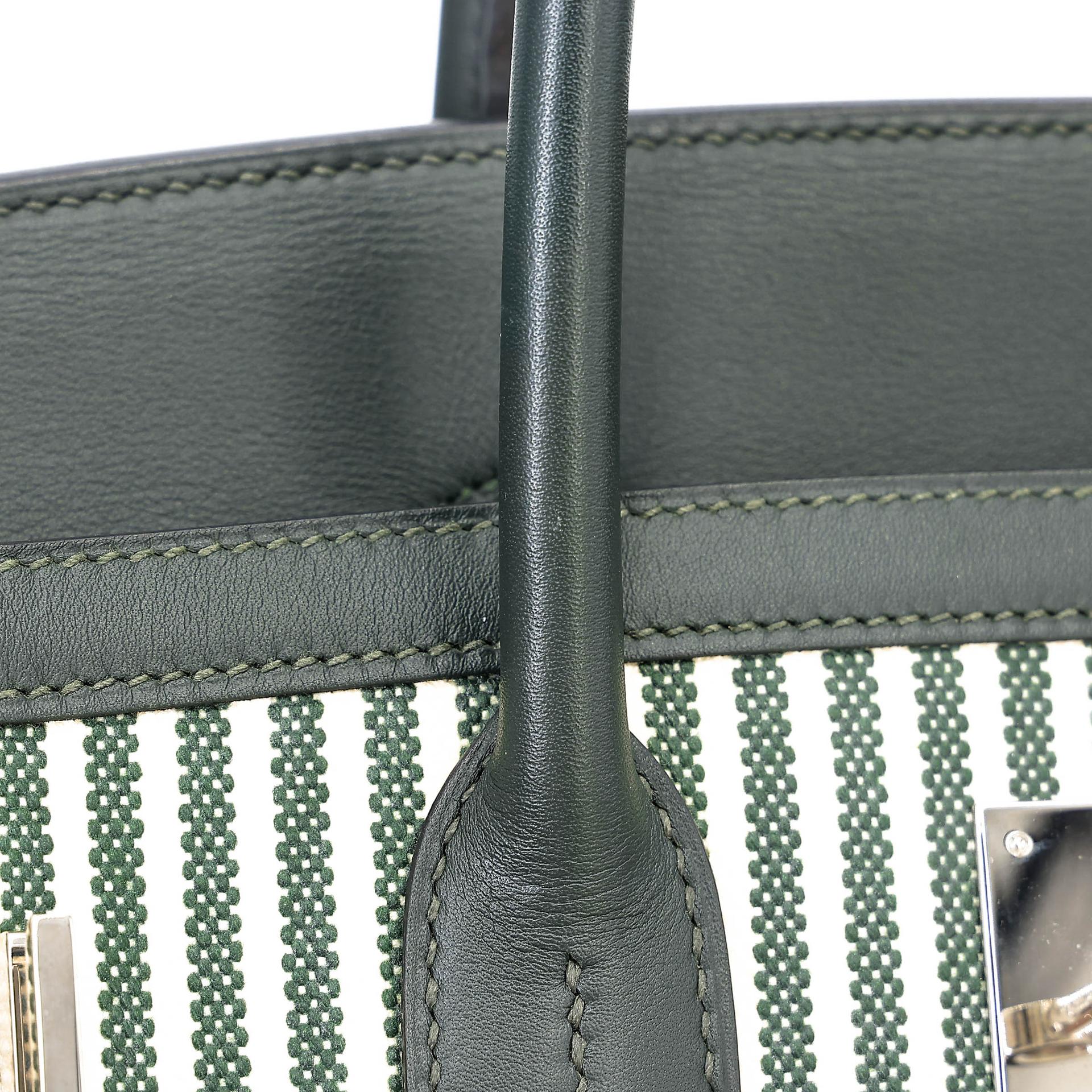 A美品 HERMÈS 愛馬仕 Birkin 35 2Q 英國綠 Vert Anglais Swift牛皮 帆布 銀扣 X刻 2016年 - 15