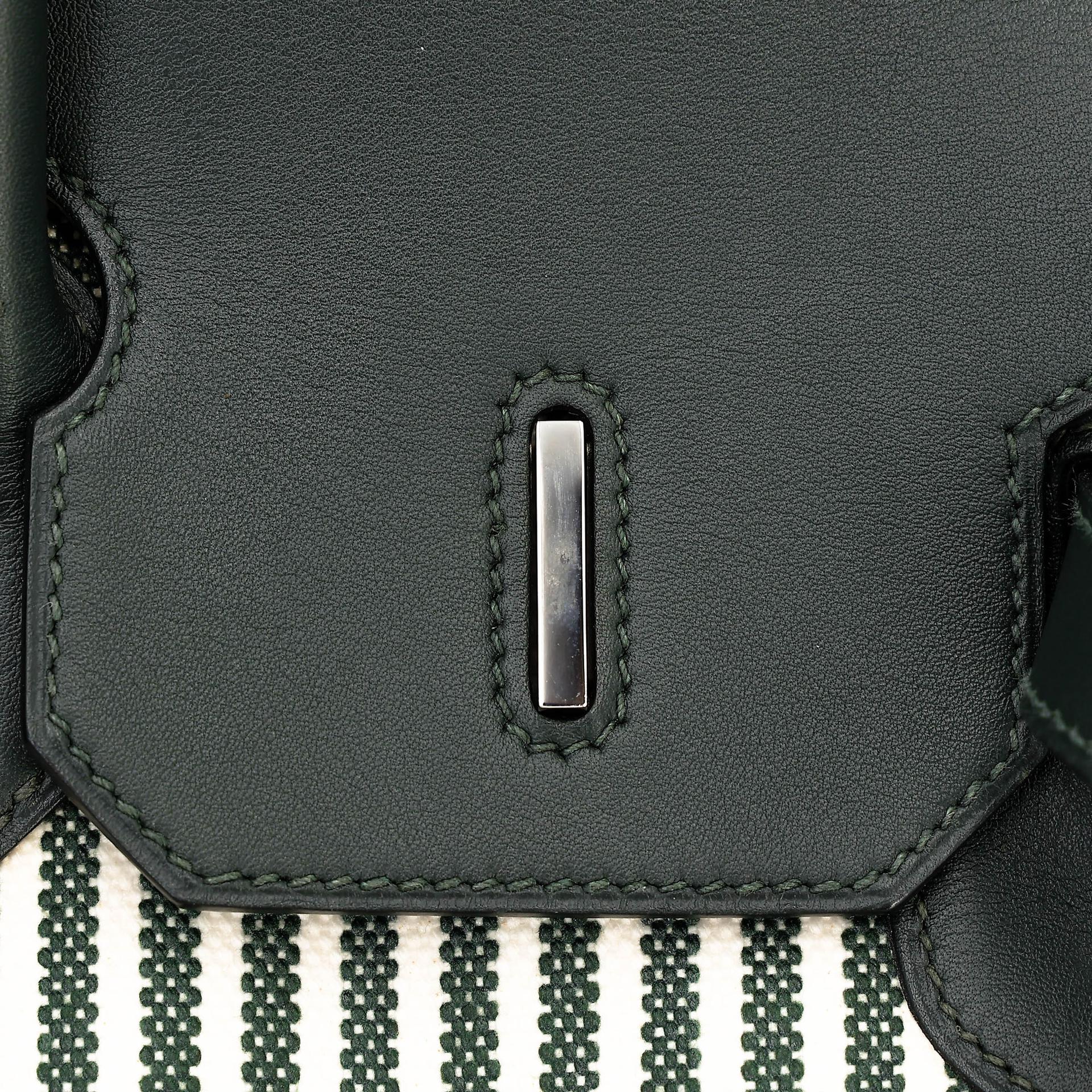 A美品 HERMÈS 愛馬仕 Birkin 35 2Q 英國綠 Vert Anglais Swift牛皮 帆布 銀扣 X刻 2016年 - 26