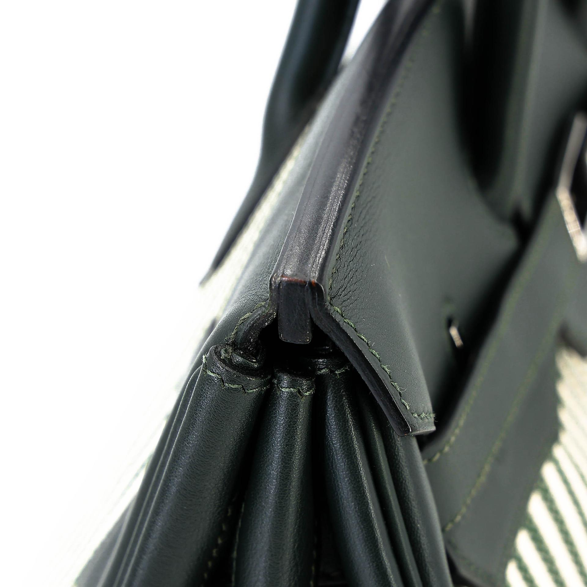 A美品 HERMÈS 愛馬仕 Birkin 35 2Q 英國綠 Vert Anglais Swift牛皮 帆布 銀扣 X刻 2016年 - 13