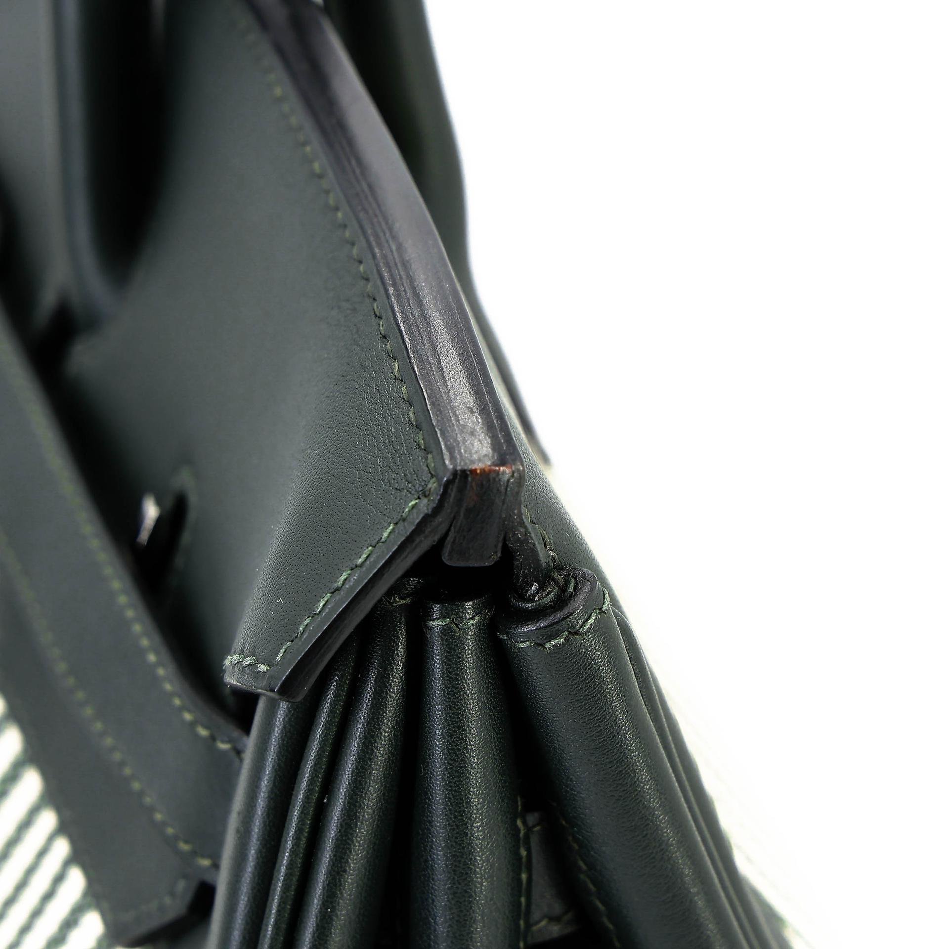 A美品 HERMÈS 愛馬仕 Birkin 35 2Q 英國綠 Vert Anglais Swift牛皮 帆布 銀扣 X刻 2016年 - 12