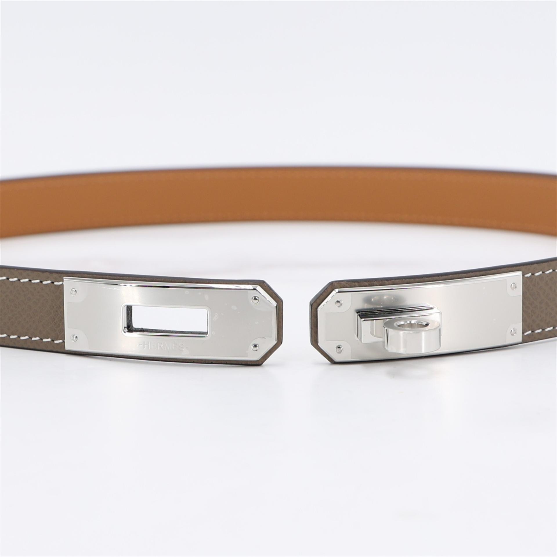 ランク N 新品 HERMÈS エルメス ケリーベルト エトゥープ (18) エプソン シルバー金具 G刻印 (2026) - 5