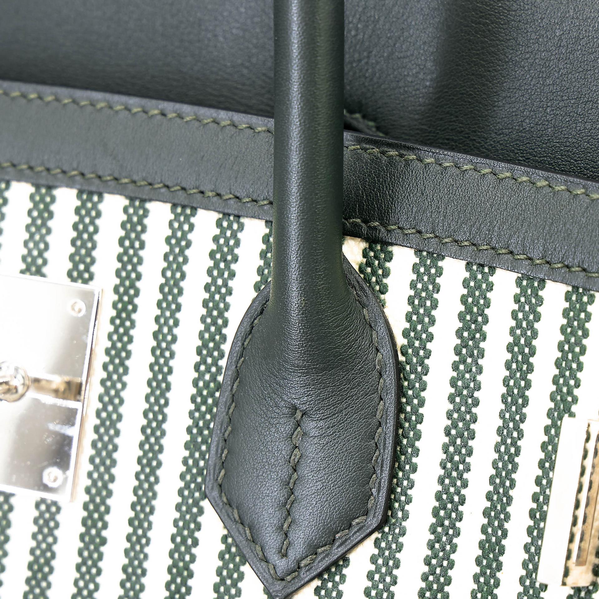 A美品 HERMÈS 愛馬仕 Birkin 35 2Q 英國綠 Vert Anglais Swift牛皮 帆布 銀扣 X刻 2016年 - 14