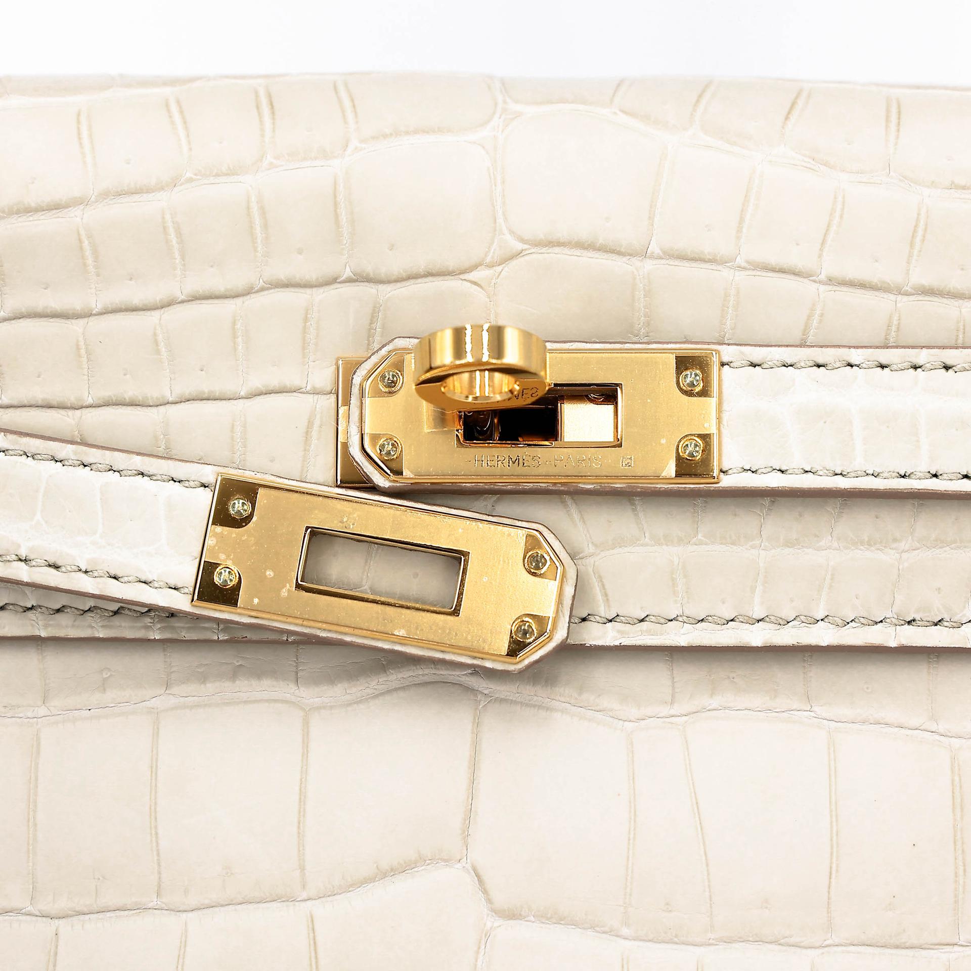 ランク NS 未使用品 HERMÈS エルメス ケリー25 ベトン (8L) クロコダイル ニロティカス マット ゴールド金具 U刻印 (2022) - 8