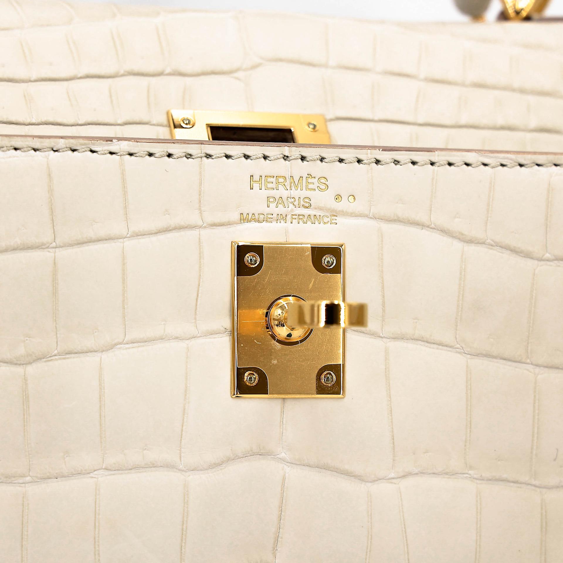 ランク NS 未使用品 HERMÈS エルメス ケリー25 ベトン (8L) クロコダイル ニロティカス マット ゴールド金具 U刻印 (2022) - 13