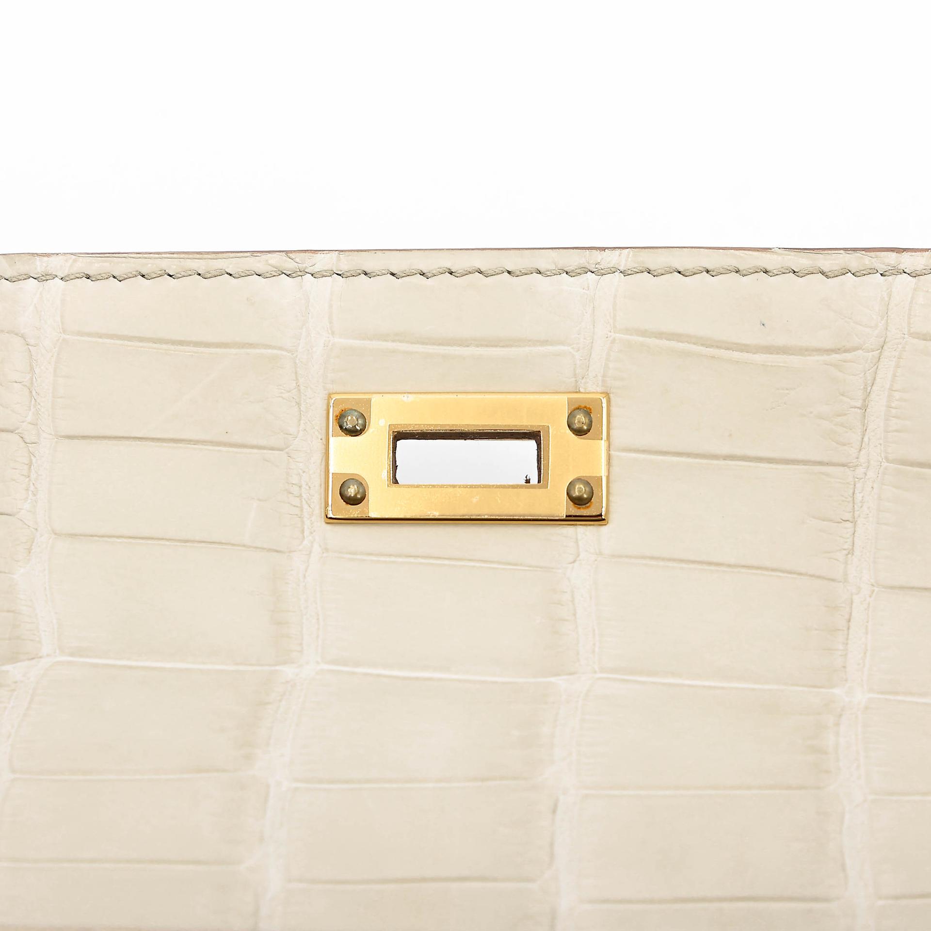 ランク NS 未使用品 HERMÈS エルメス ケリー25 ベトン (8L) クロコダイル ニロティカス マット ゴールド金具 U刻印 (2022) - 11