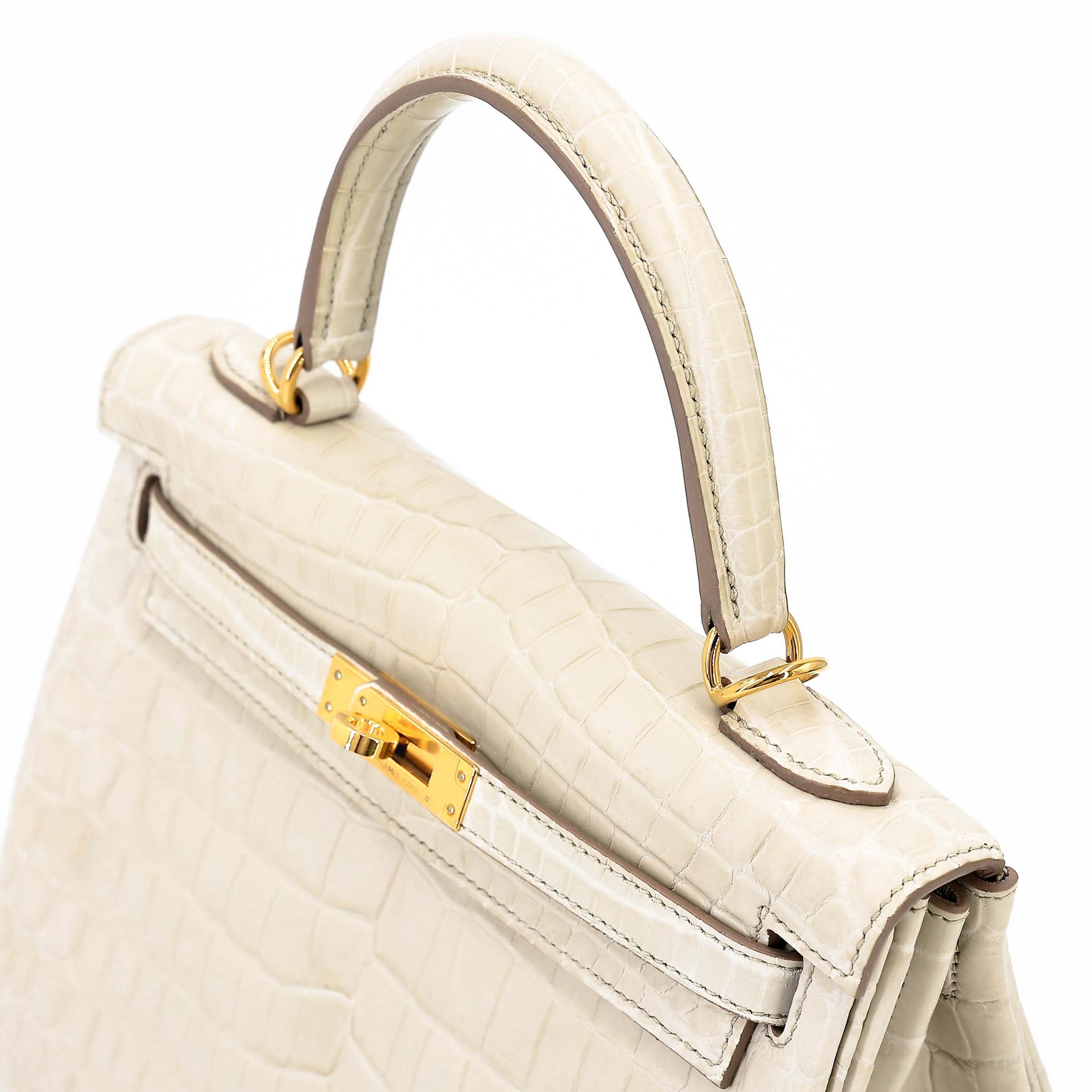 ランク NS 未使用品 HERMÈS エルメス ケリー25 ベトン (8L) クロコダイル ニロティカス マット ゴールド金具 U刻印 (2022) - 3