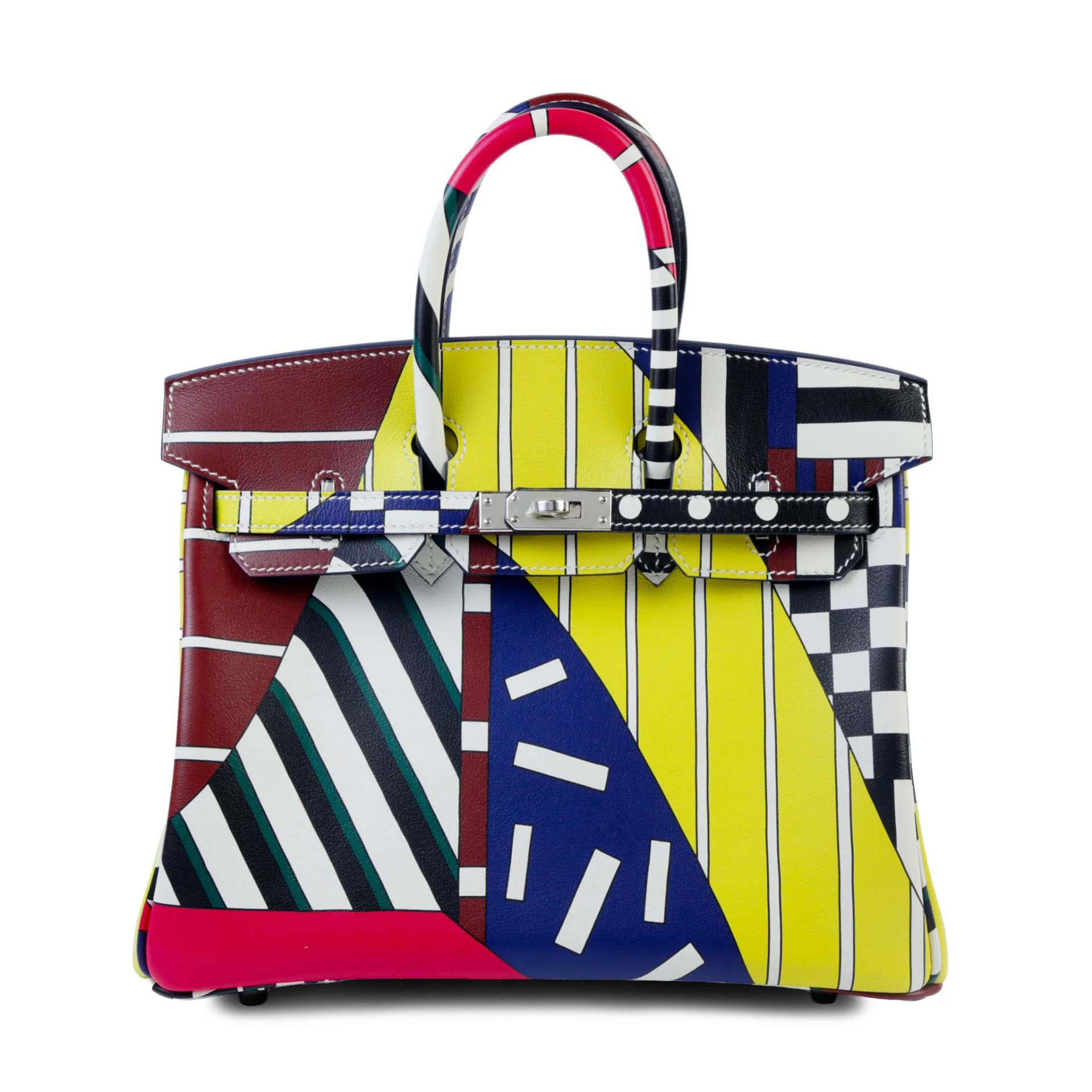 Excellent ( Rank SA ) HERMÈS Limited Edition Birkin 25 One Two Three and Away We Go Multi-color Swift Palladium hardware C (2018) - 1