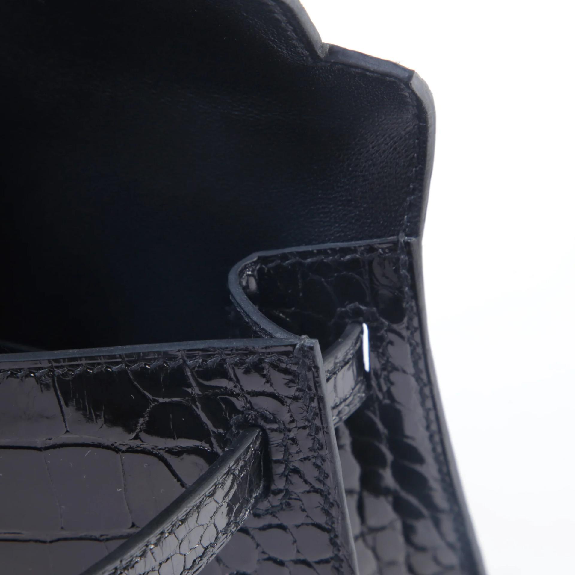 Unused ( Rank NS ) HERMÈS Mini Kelly II Noir (89) Shiny Alligator Gold hardware K (2025) - 10