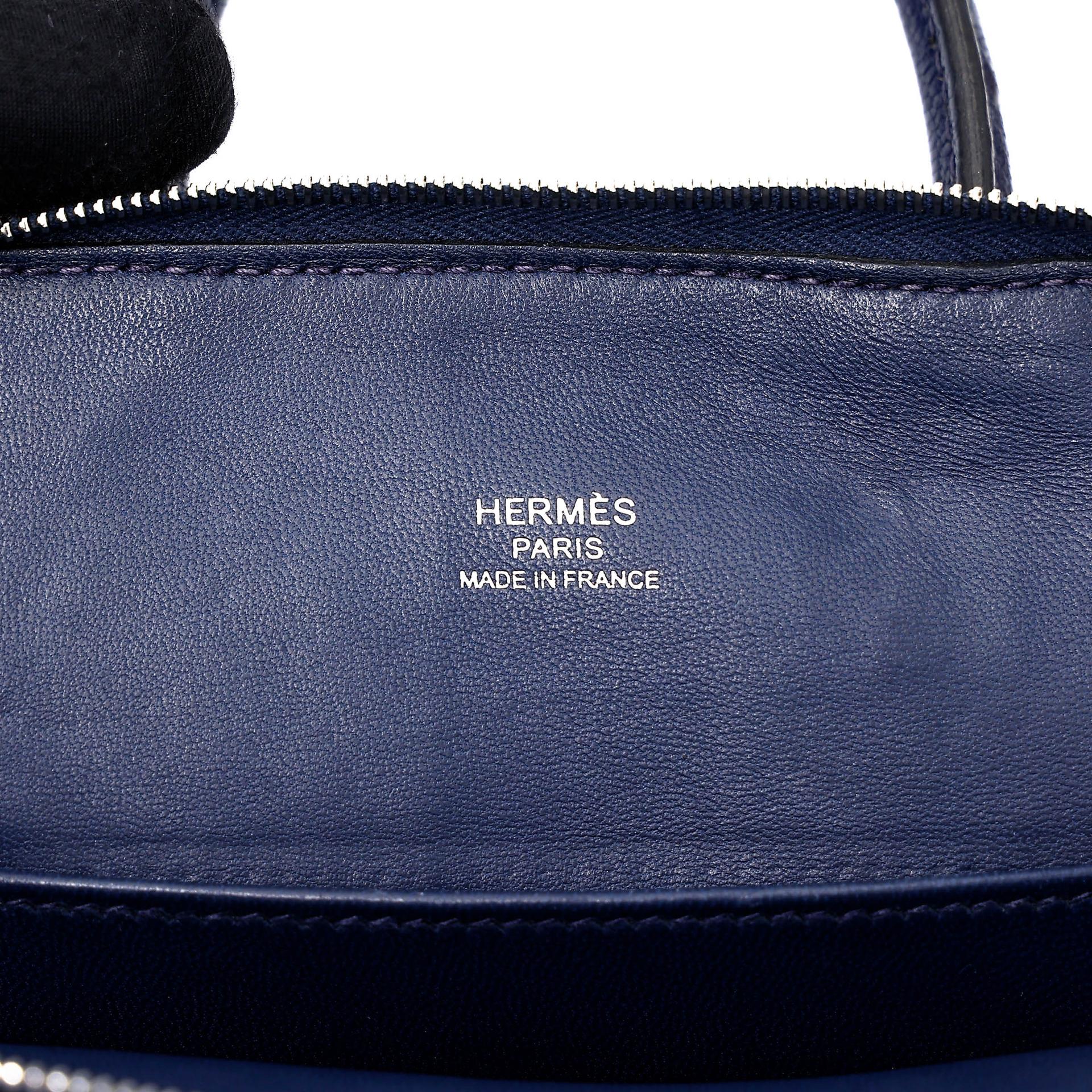 中古AB HERMÈS 愛馬仕 Mini Bolide 1923 7U 深海藍 Navy Chevre Mysore山羊皮 銀扣 B刻 2023年 - 15