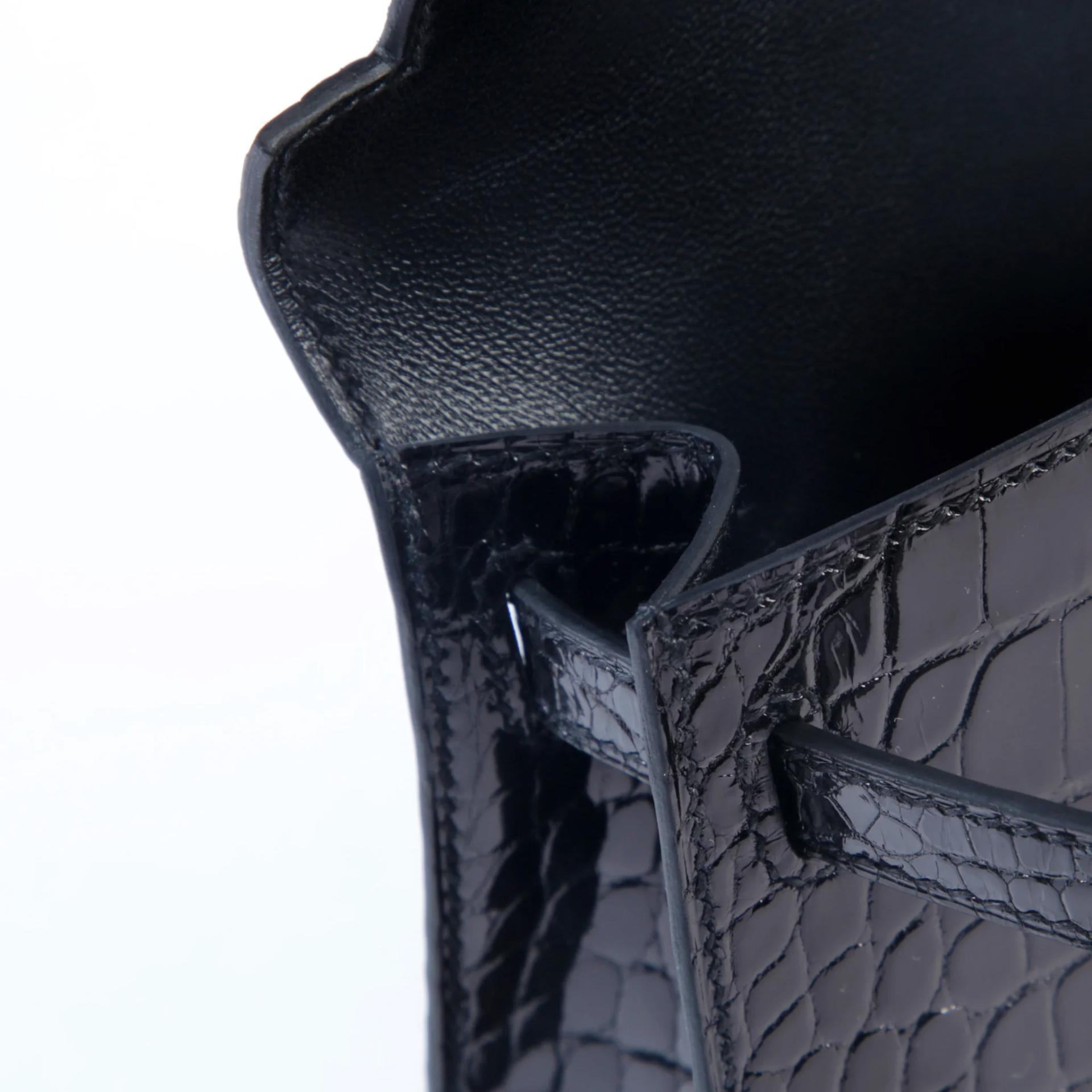 Unused ( Rank NS ) HERMÈS Mini Kelly II Noir (89) Shiny Alligator Gold hardware K (2025) - 11