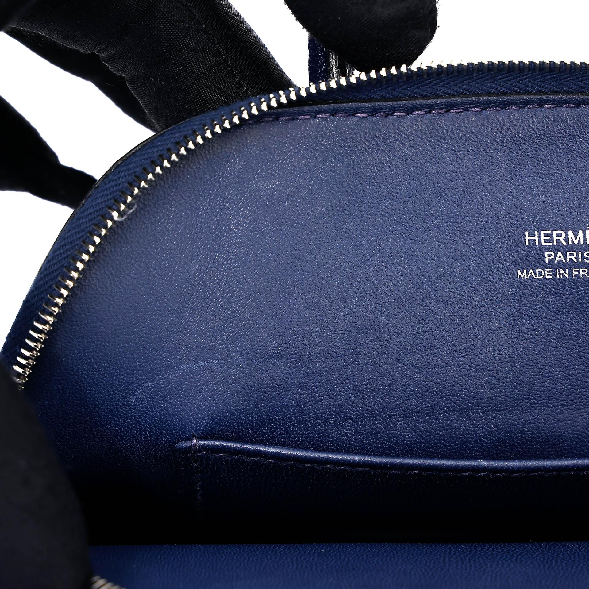 中古AB HERMÈS 愛馬仕 Mini Bolide 1923 7U 深海藍 Navy Chevre Mysore山羊皮 銀扣 B刻 2023年 - 16