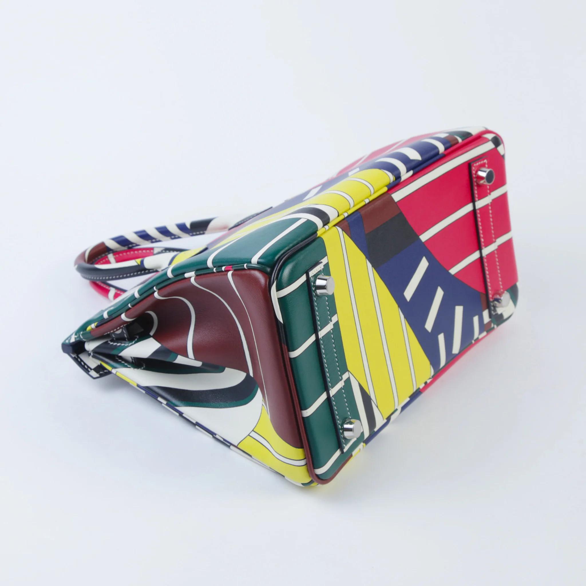 Excellent ( Rank SA ) HERMÈS Limited Edition Birkin 25 One Two Three and Away We Go Multi-color Swift Palladium hardware C (2018) - 9