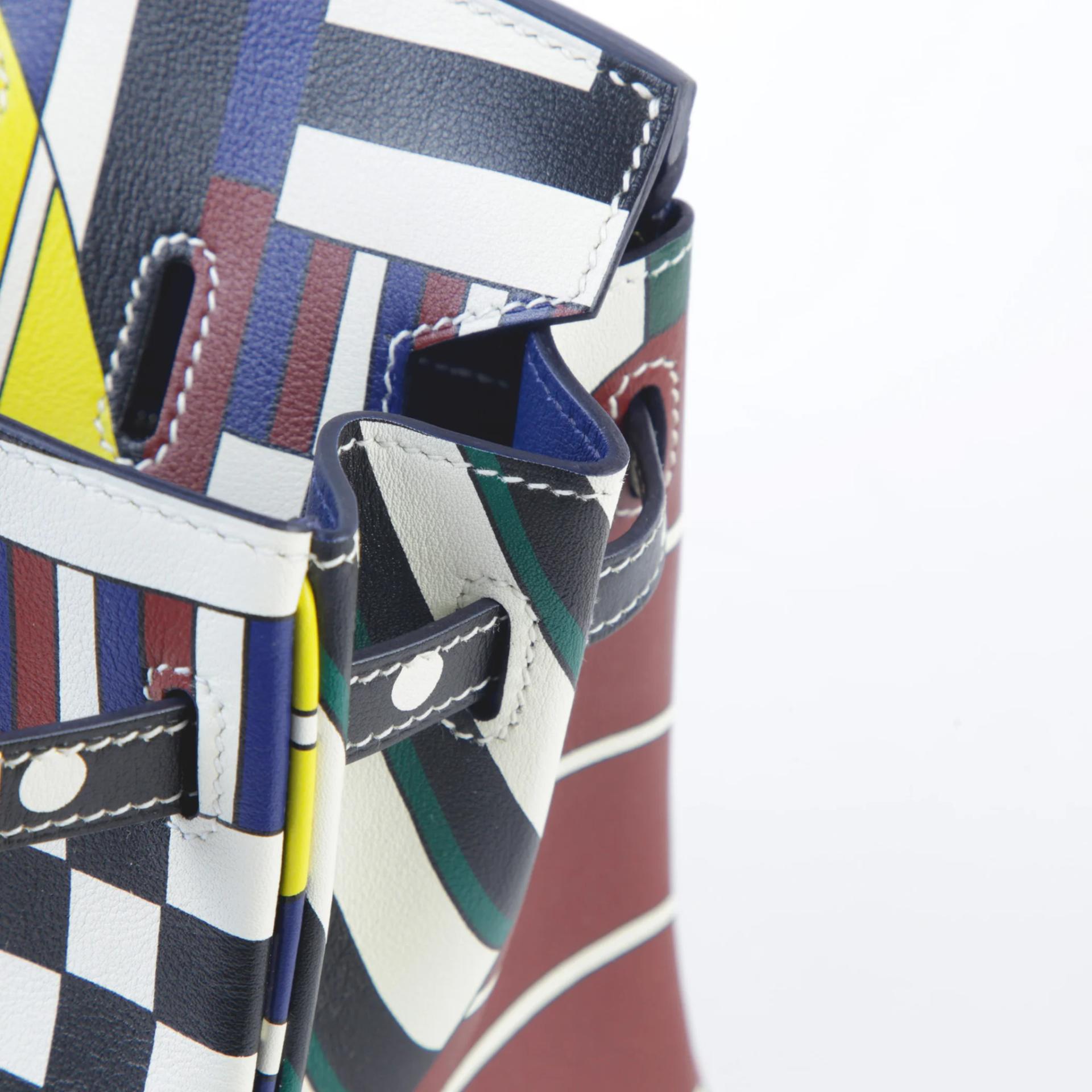 Excellent ( Rank SA ) HERMÈS Limited Edition Birkin 25 One Two Three and Away We Go Multi-color Swift Palladium hardware C (2018) - 17
