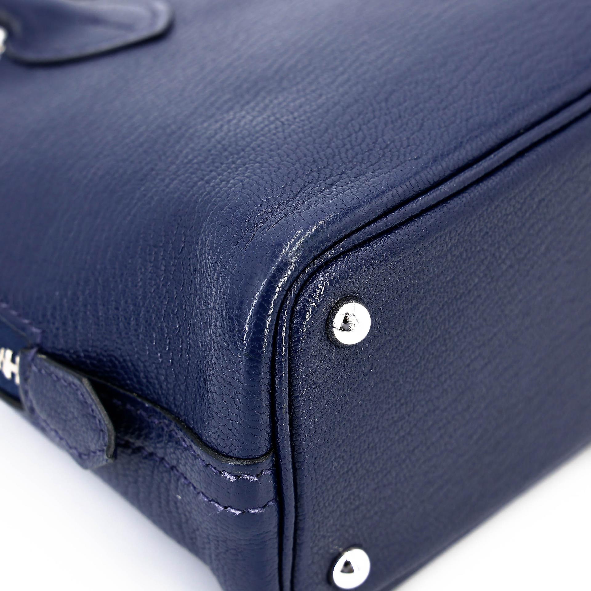 中古AB HERMÈS 愛馬仕 Mini Bolide 1923 7U 深海藍 Navy Chevre Mysore山羊皮 銀扣 B刻 2023年 - 11