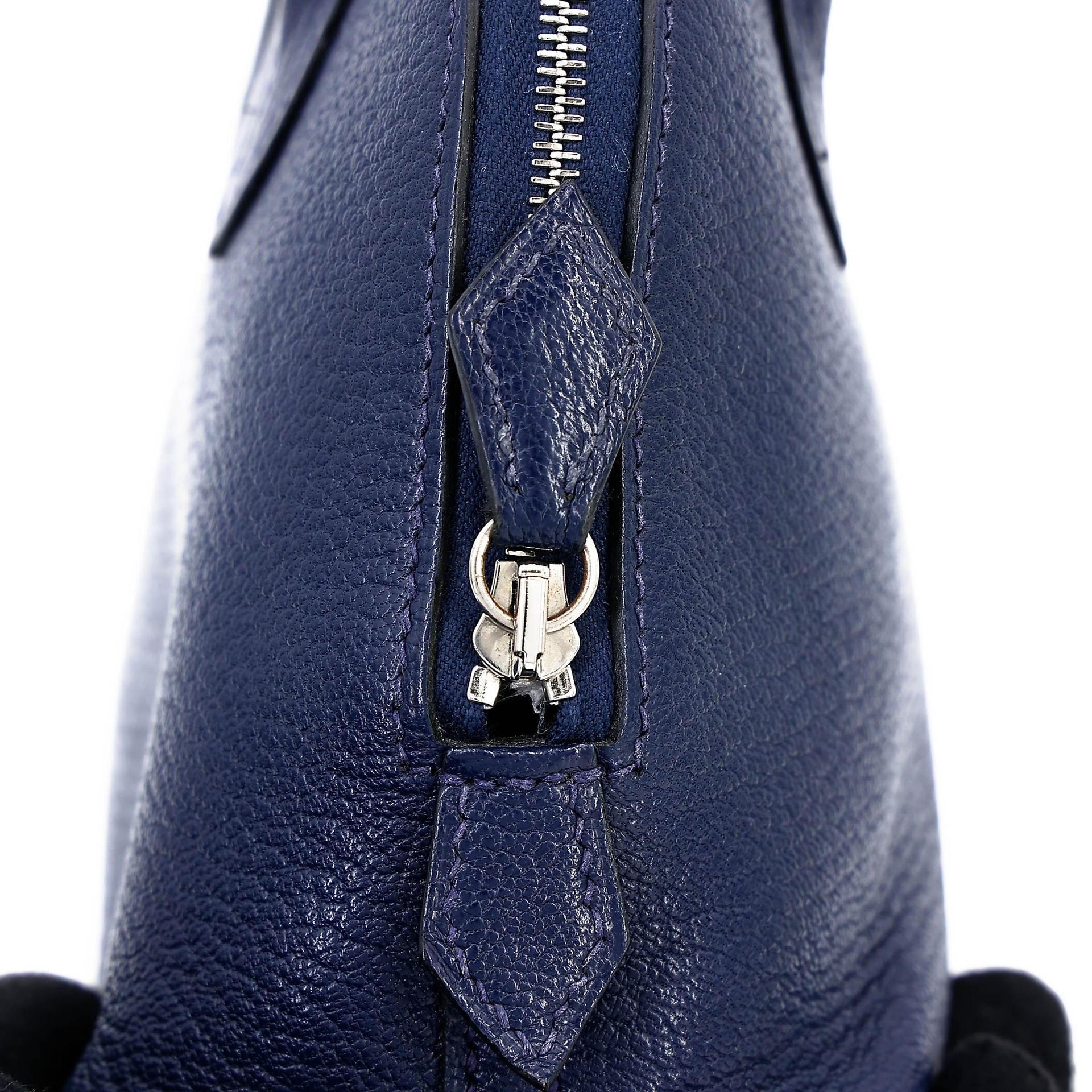 中古AB HERMÈS 愛馬仕 Mini Bolide 1923 7U 深海藍 Navy Chevre Mysore山羊皮 銀扣 B刻 2023年 - 13