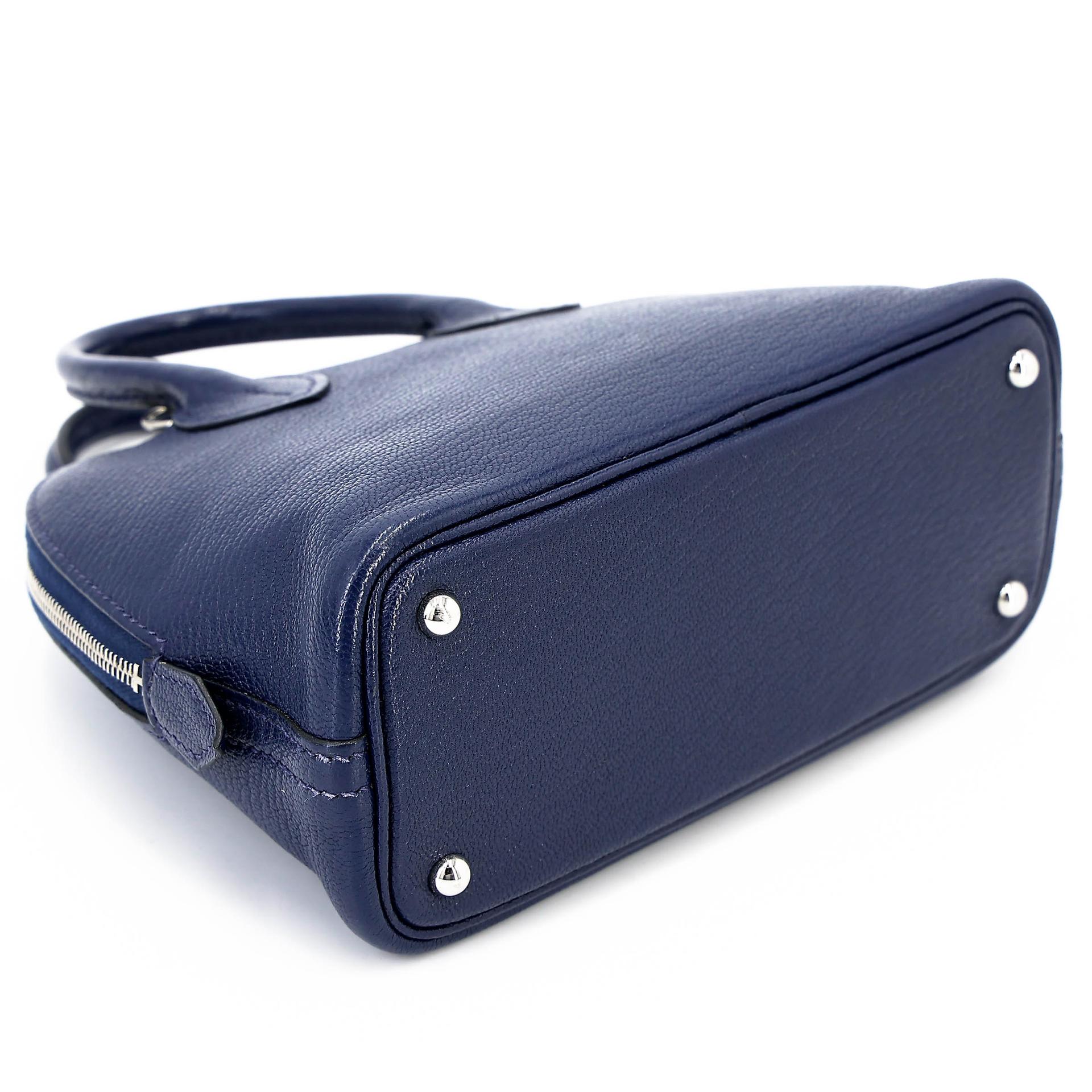 中古AB HERMÈS 愛馬仕 Mini Bolide 1923 7U 深海藍 Navy Chevre Mysore山羊皮 銀扣 B刻 2023年 - 7