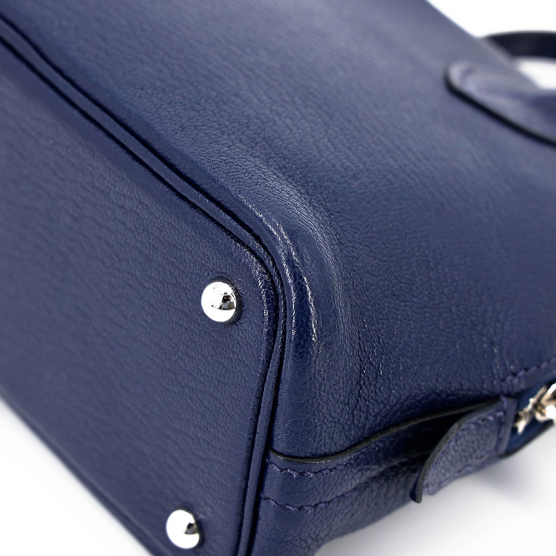 中古AB HERMÈS 愛馬仕 Mini Bolide 1923 7U 深海藍 Navy Chevre Mysore山羊皮 銀扣 B刻 2023年 - 10