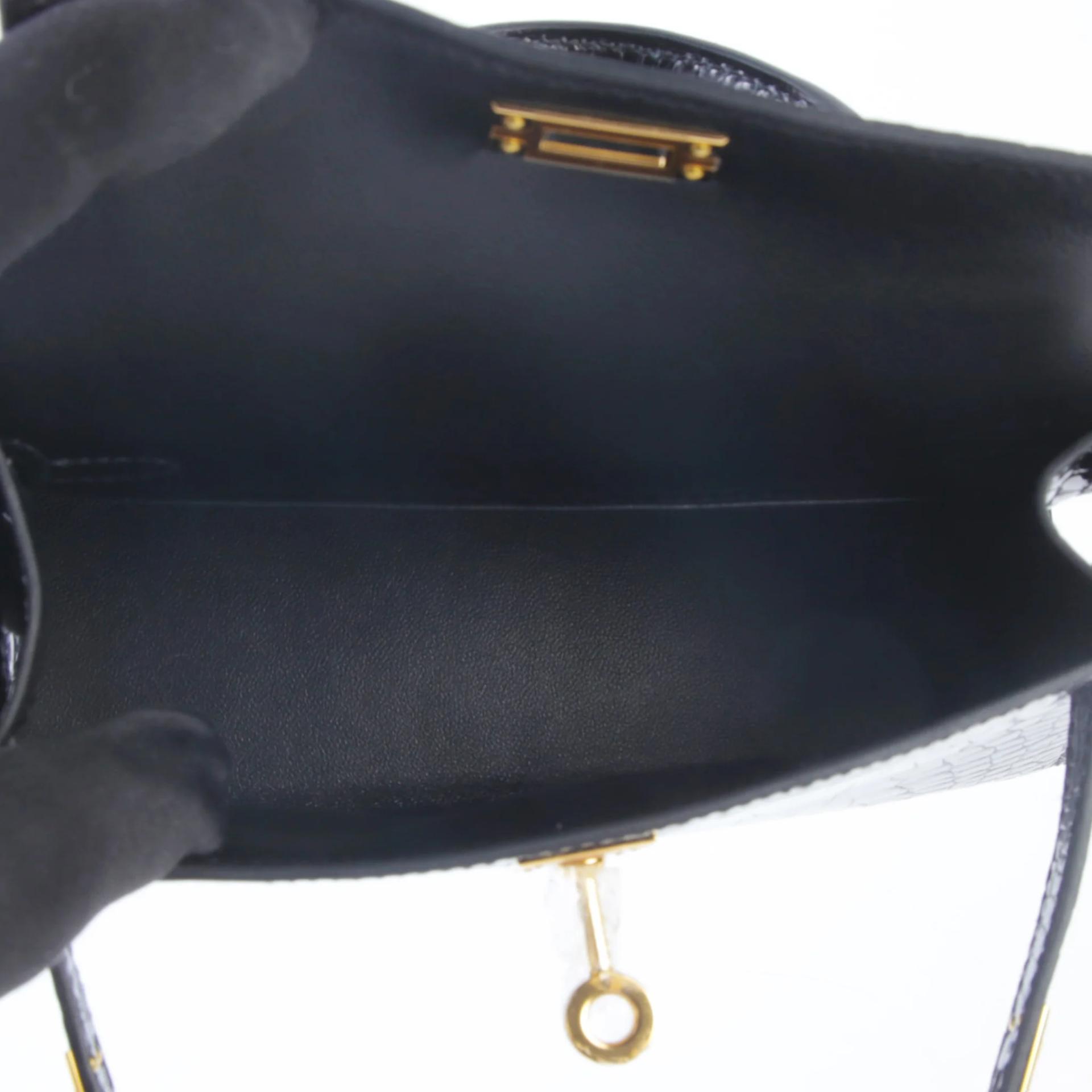 Unused ( Rank NS ) HERMÈS Mini Kelly II Noir (89) Shiny Alligator Gold hardware K (2025) - 12