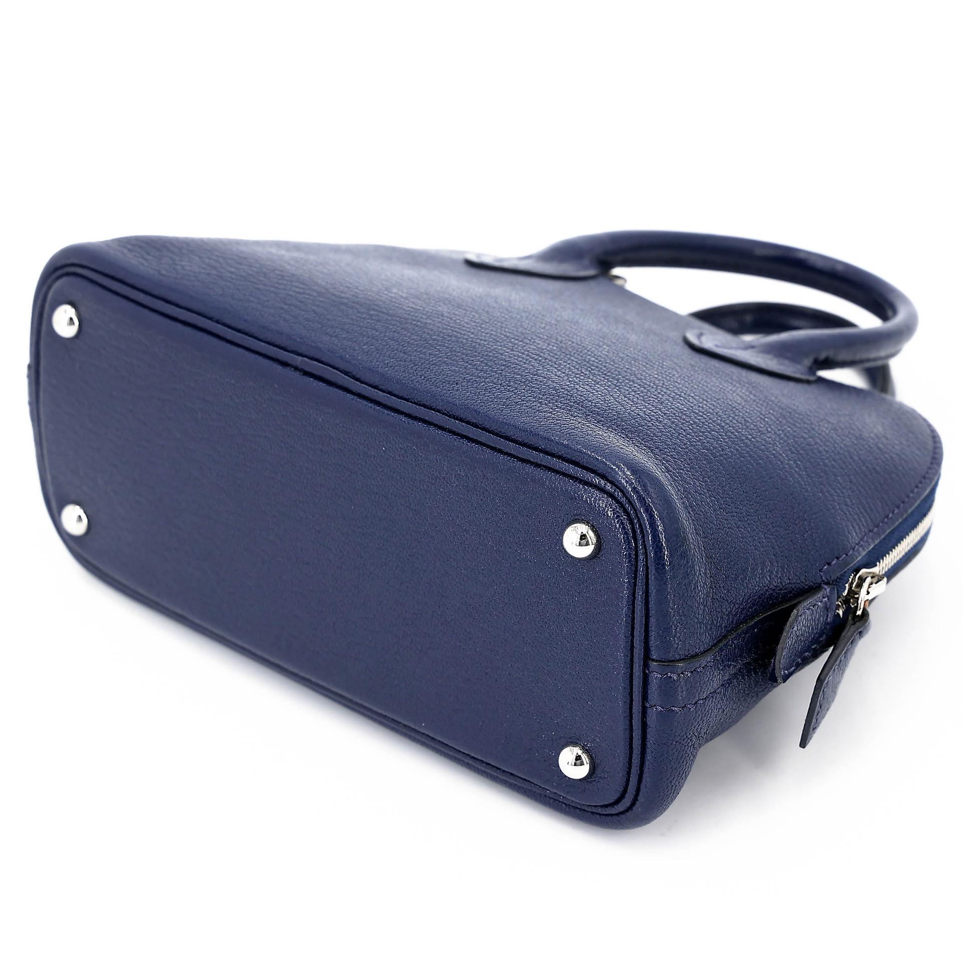中古AB HERMÈS 愛馬仕 Mini Bolide 1923 7U 深海藍 Navy Chevre Mysore山羊皮 銀扣 B刻 2023年 - 6