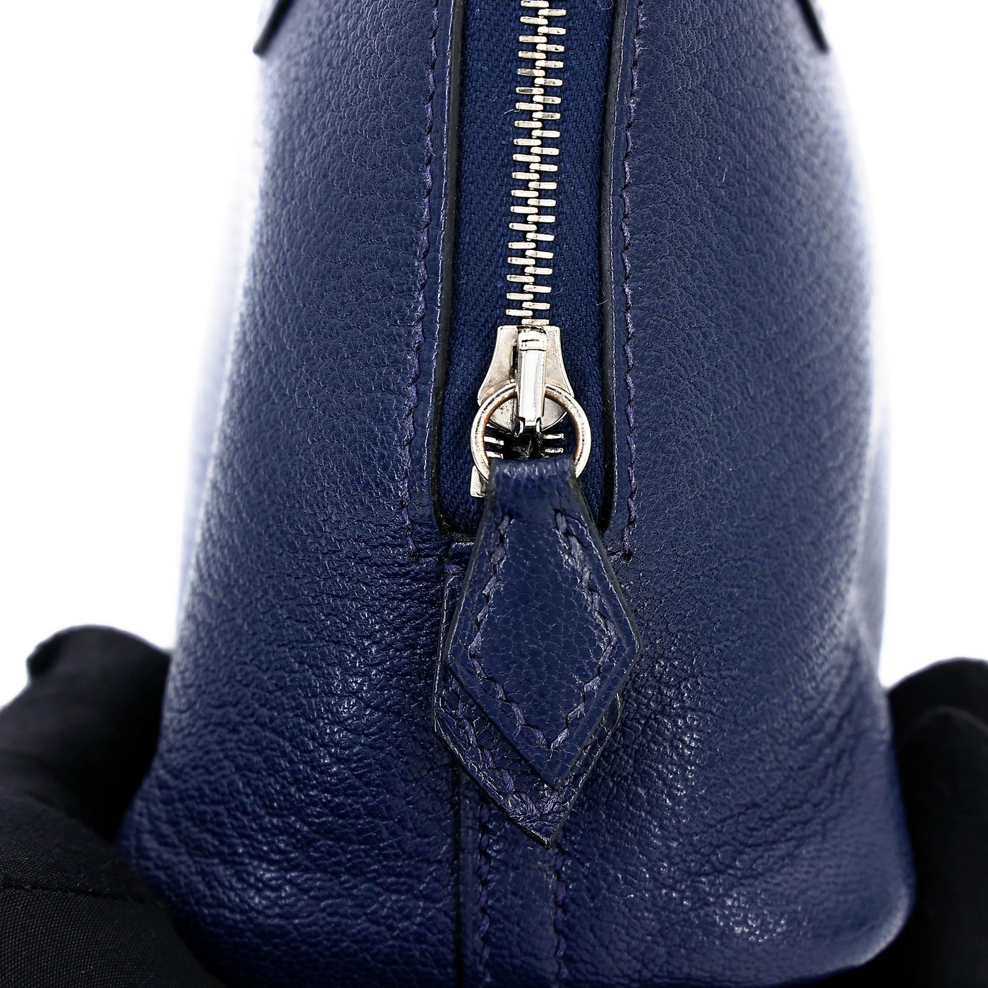 中古AB HERMÈS 愛馬仕 Mini Bolide 1923 7U 深海藍 Navy Chevre Mysore山羊皮 銀扣 B刻 2023年 - 12